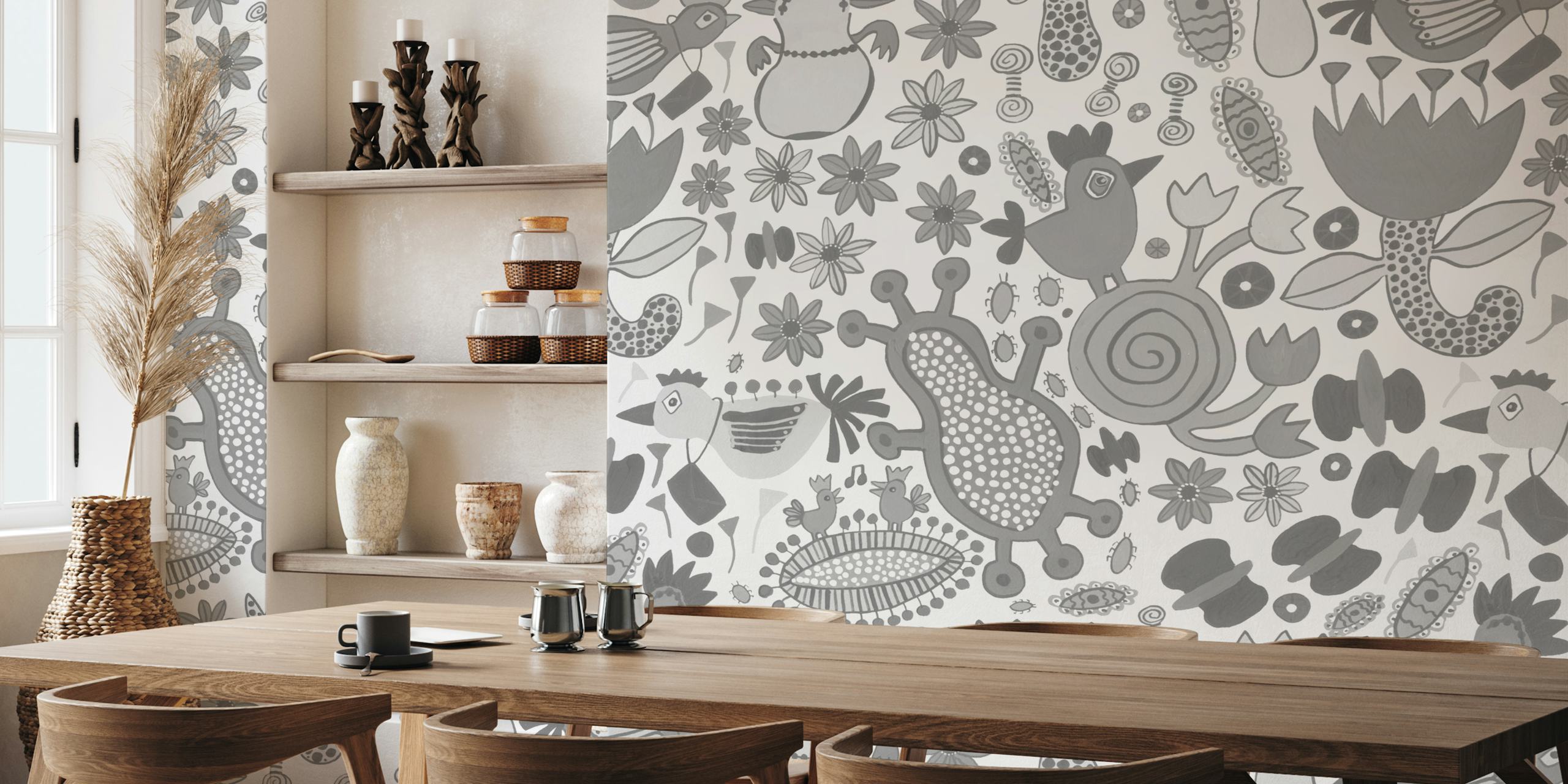 Elliot Grey Large wallpaper in a stylish room