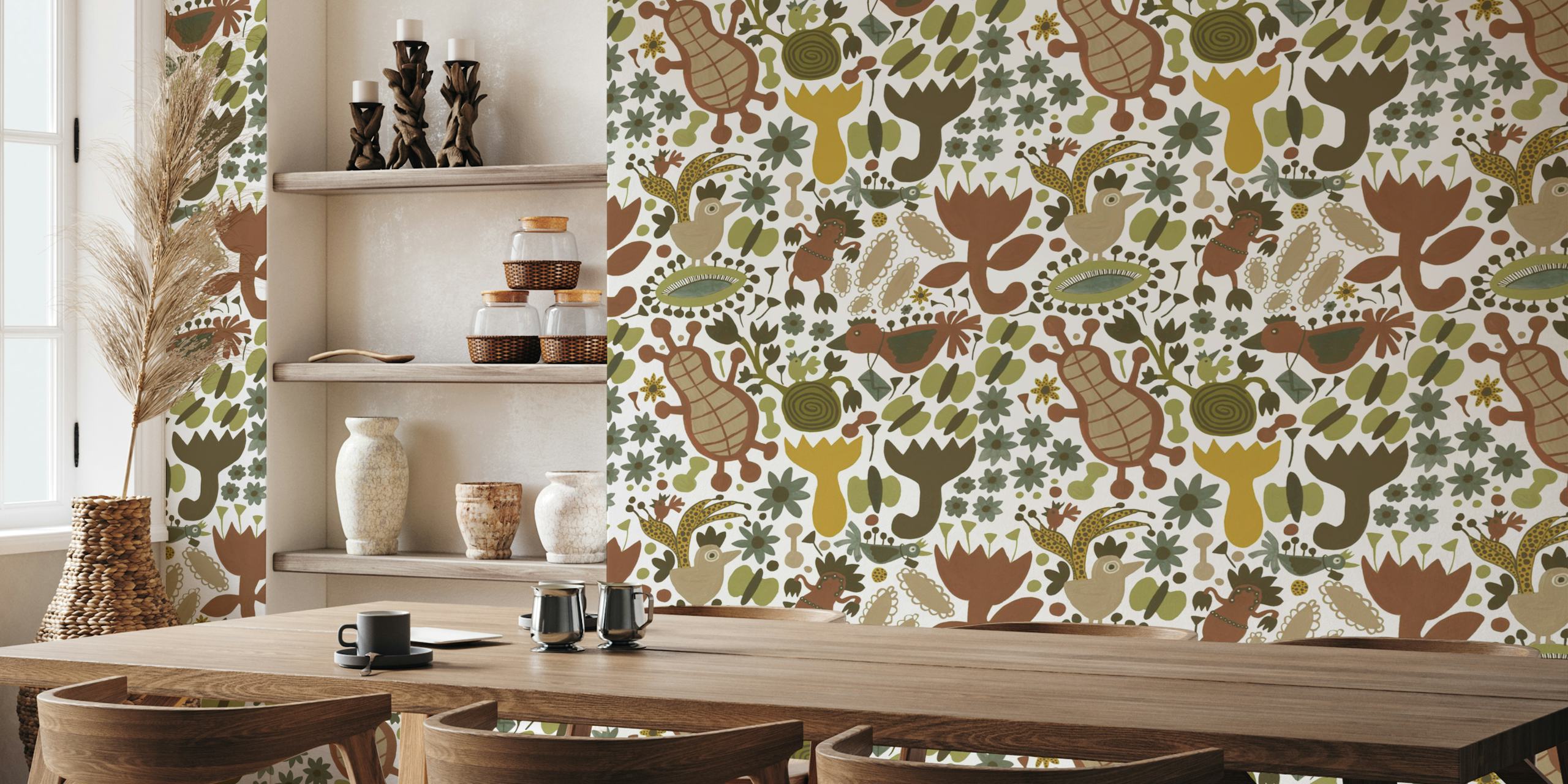 Ebba Nature Medium behang in een kamer