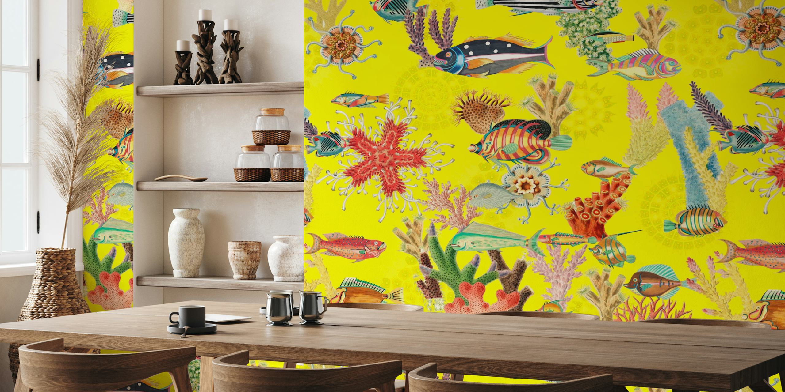 Colorful coral reef wallpaper with fish and corals