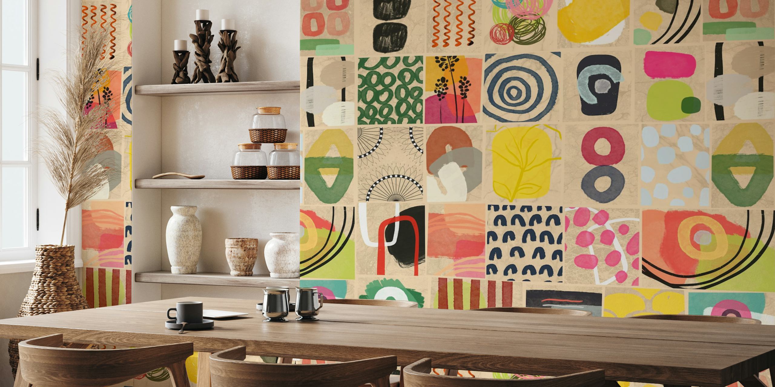 Ethnic wallpaper design in a room