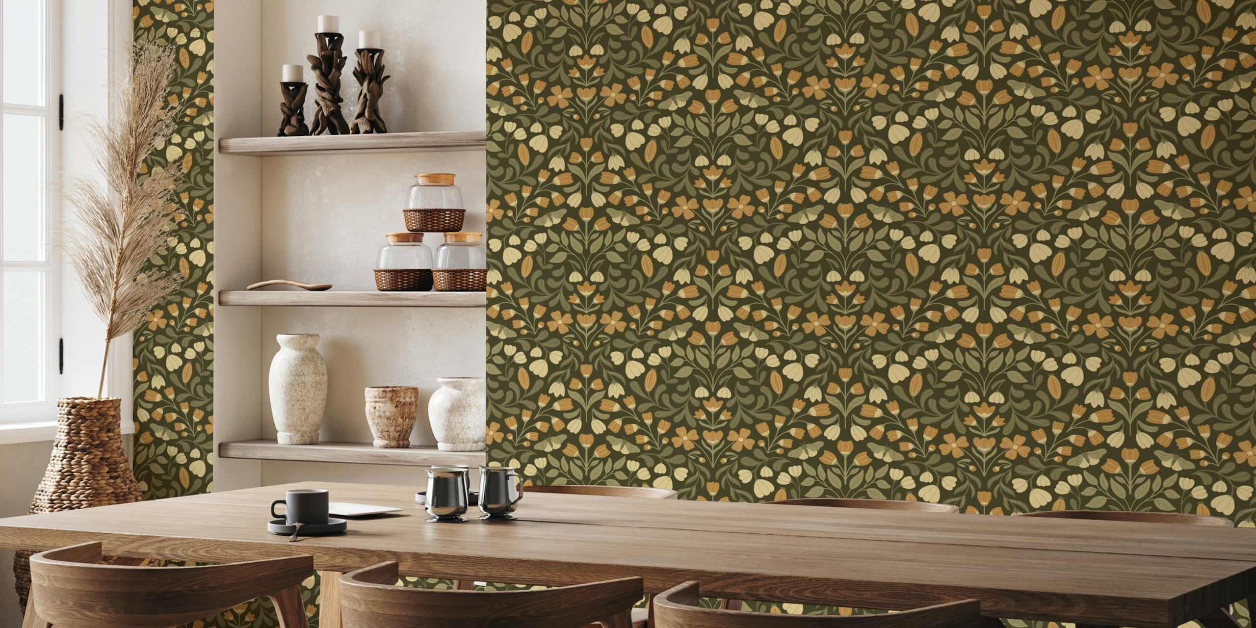 Projekt tapety Forest Flowers and Moths