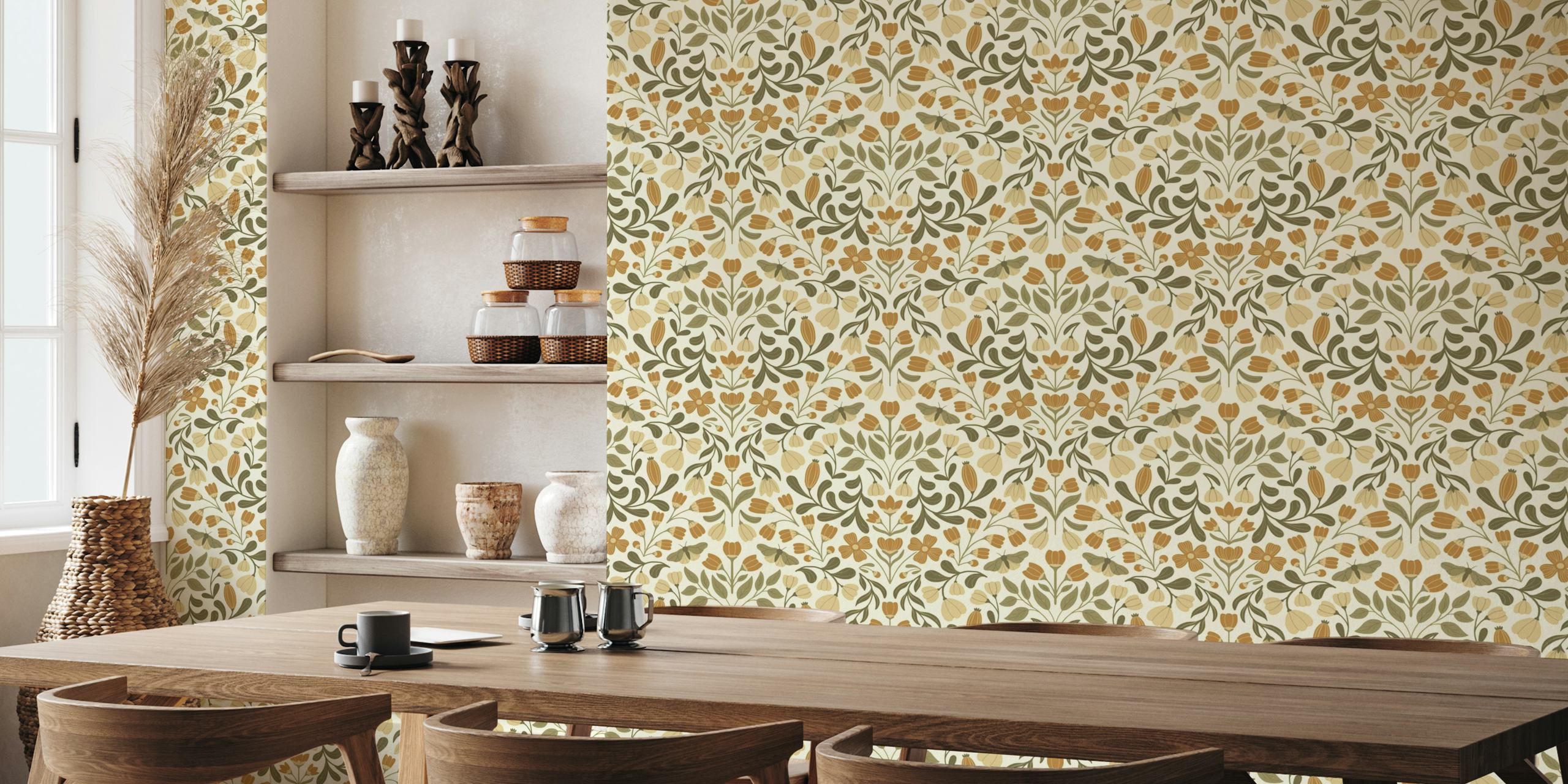 Forest Flowers and Moths wallpaper i ett rum