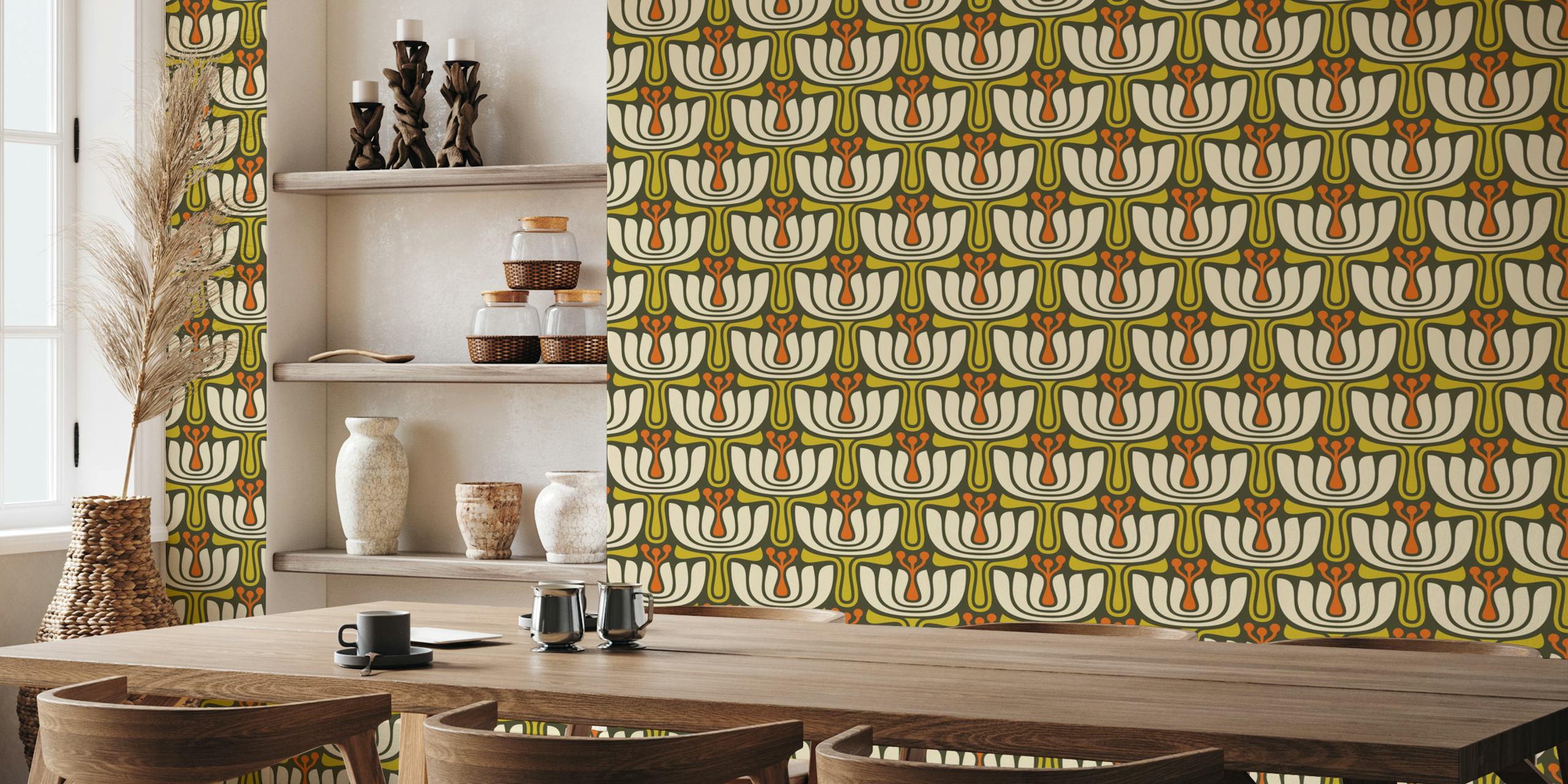 Vintage Petal Charm wallpaper in a room setting