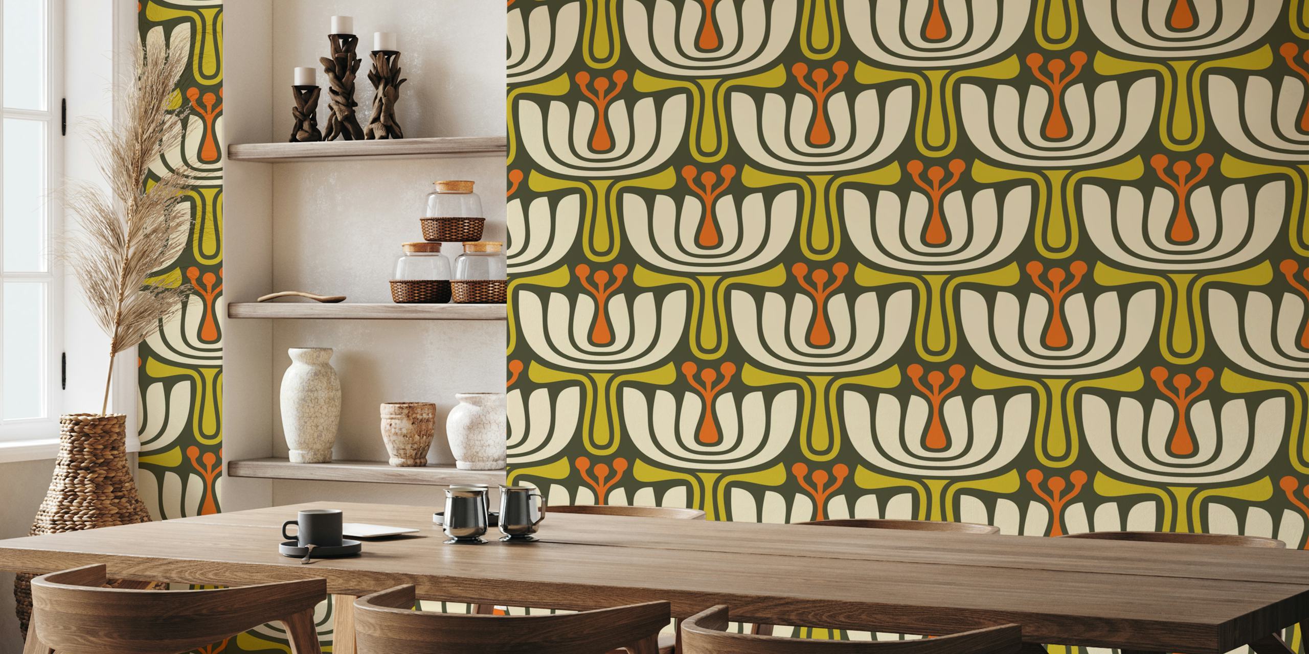 Vintage Petal Charm wallpaper in een kamer