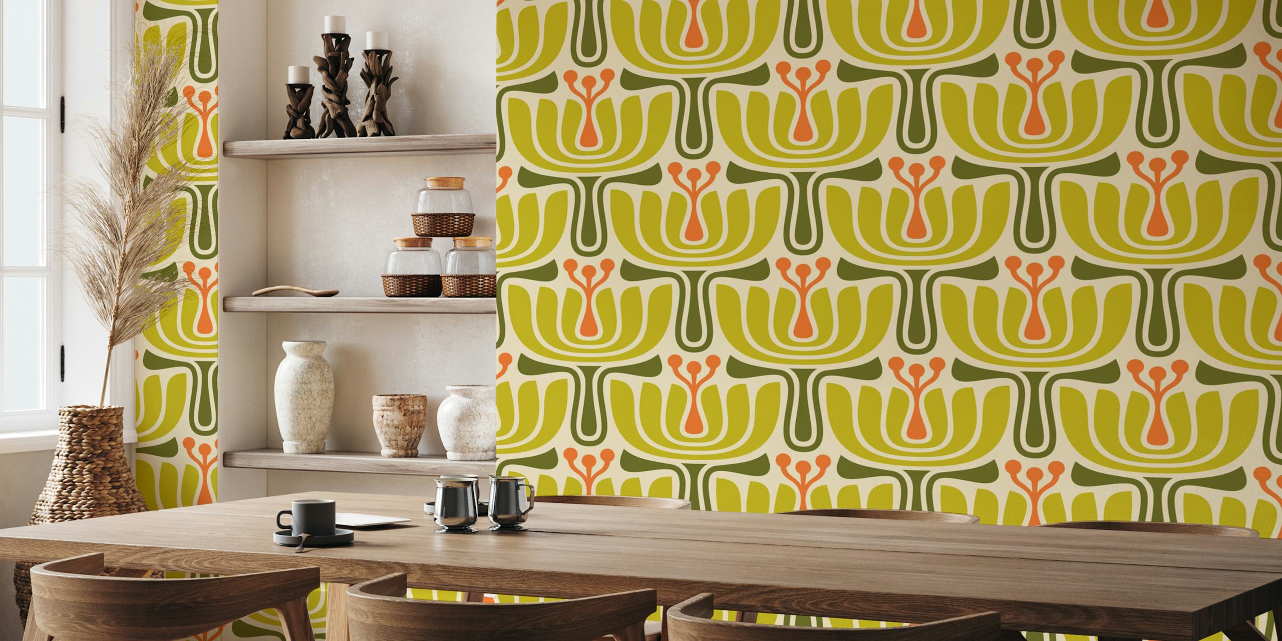 Vintage Petal Charm wallpaper w pokoju