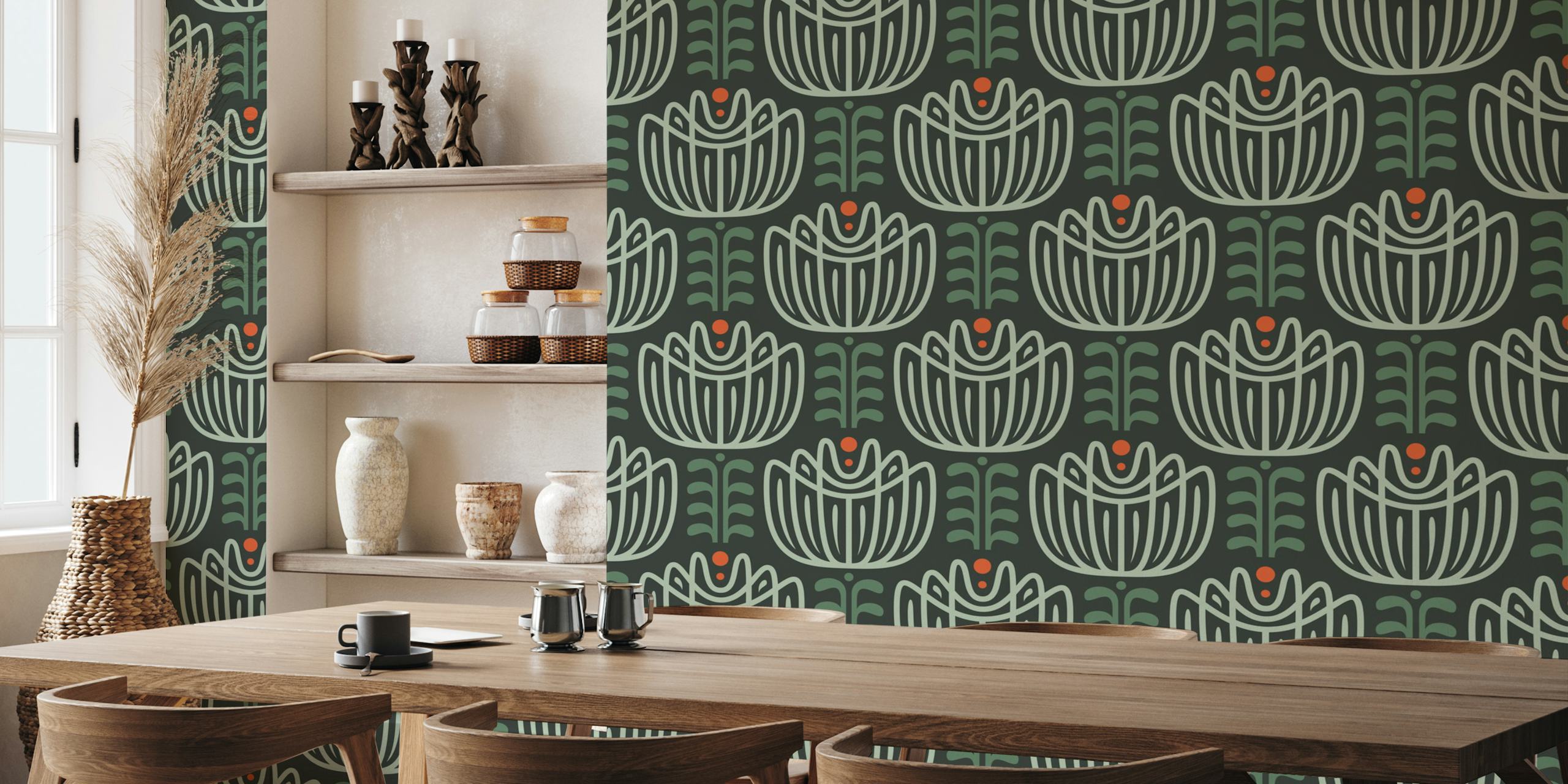 Tapeta inspirowana tulipanami w stylowym pokoju