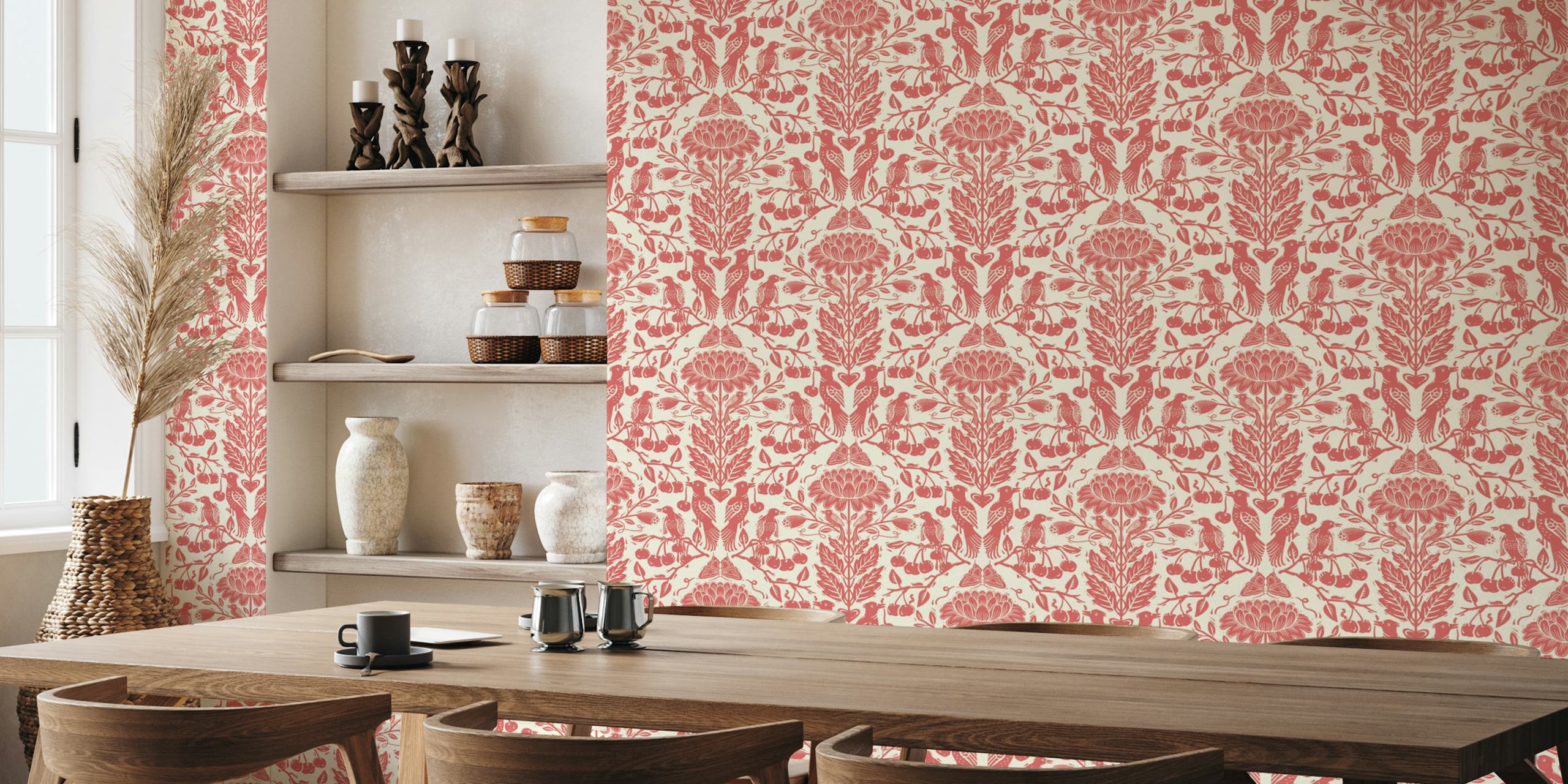Charming Cherry Birds tapetti huoneessa