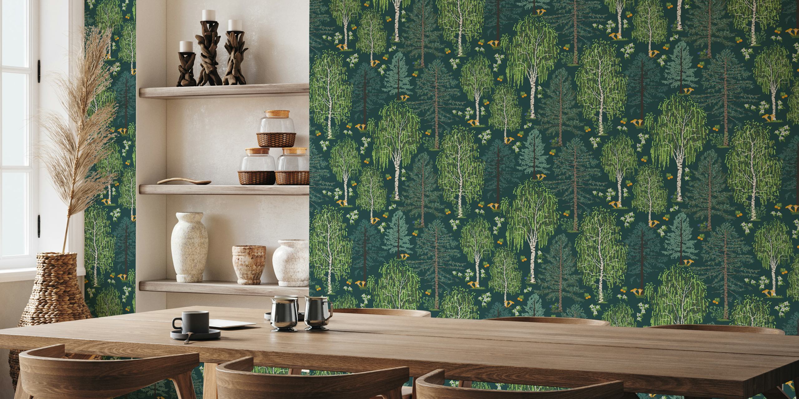 Papel de parede Scandinavian boreal forest flora no quarto