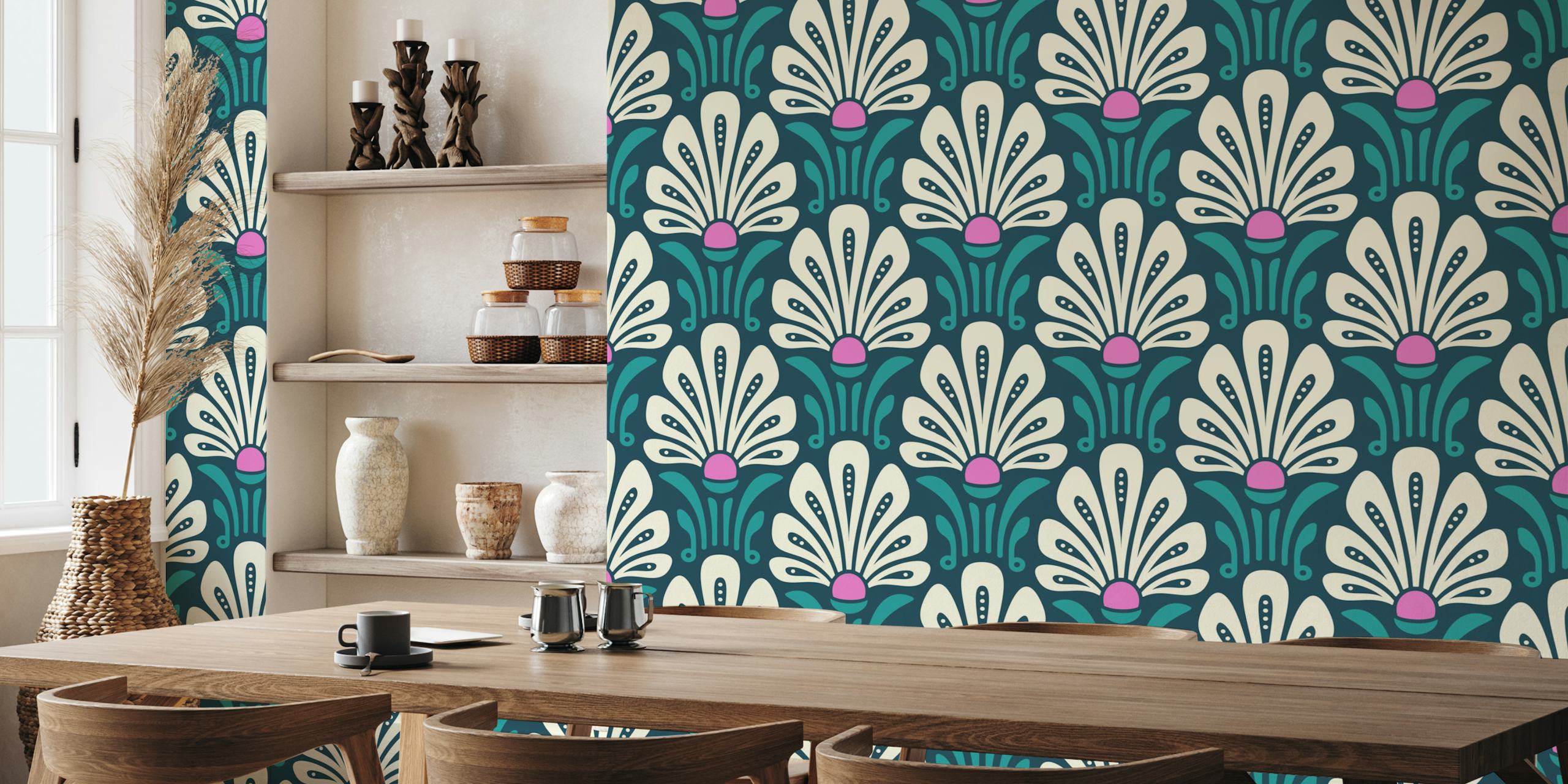 Elegant blomster tapet i en stilfuld indstilling