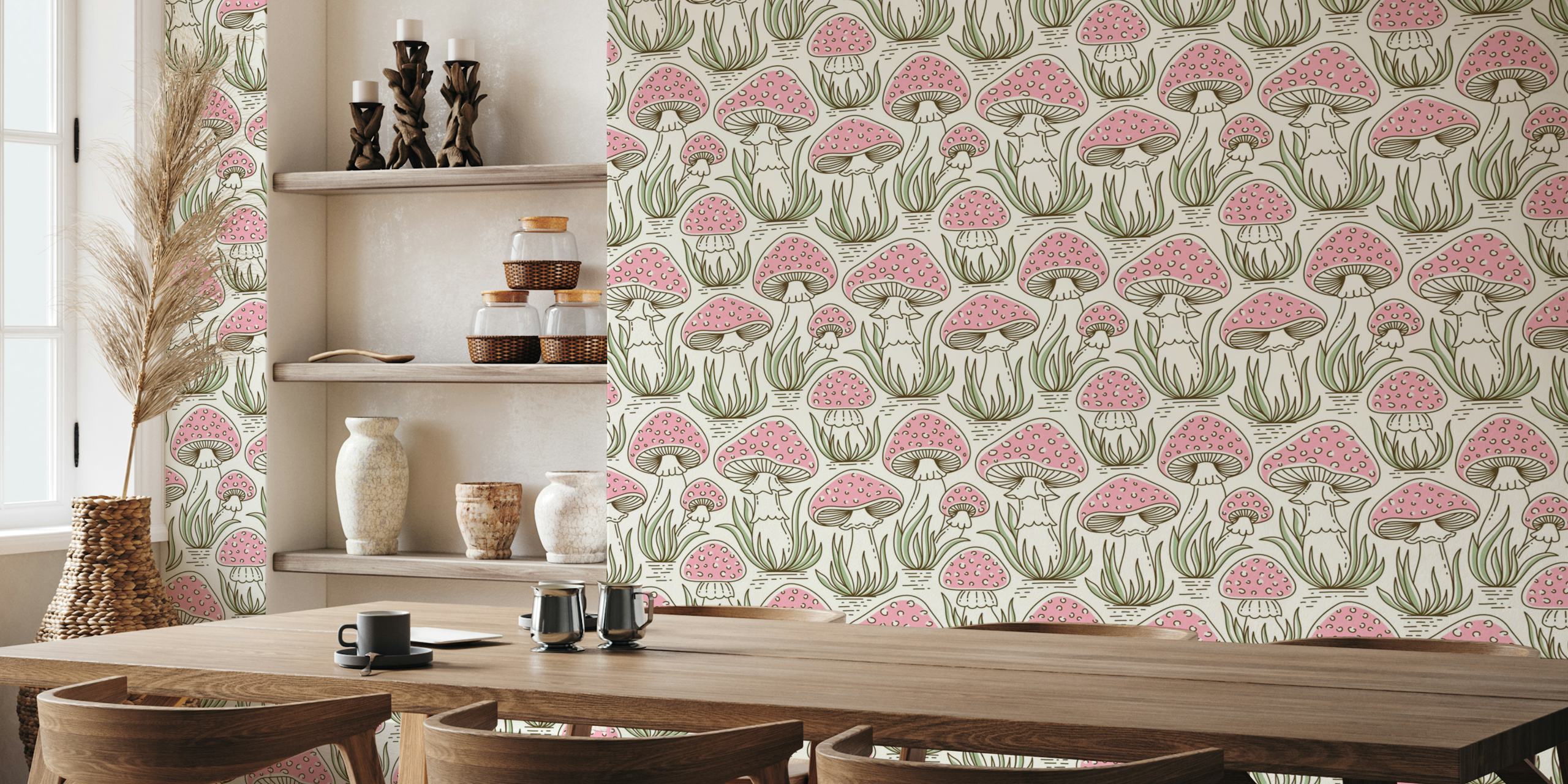 Tapeta Whimsical Mushroom Meadow u sobi