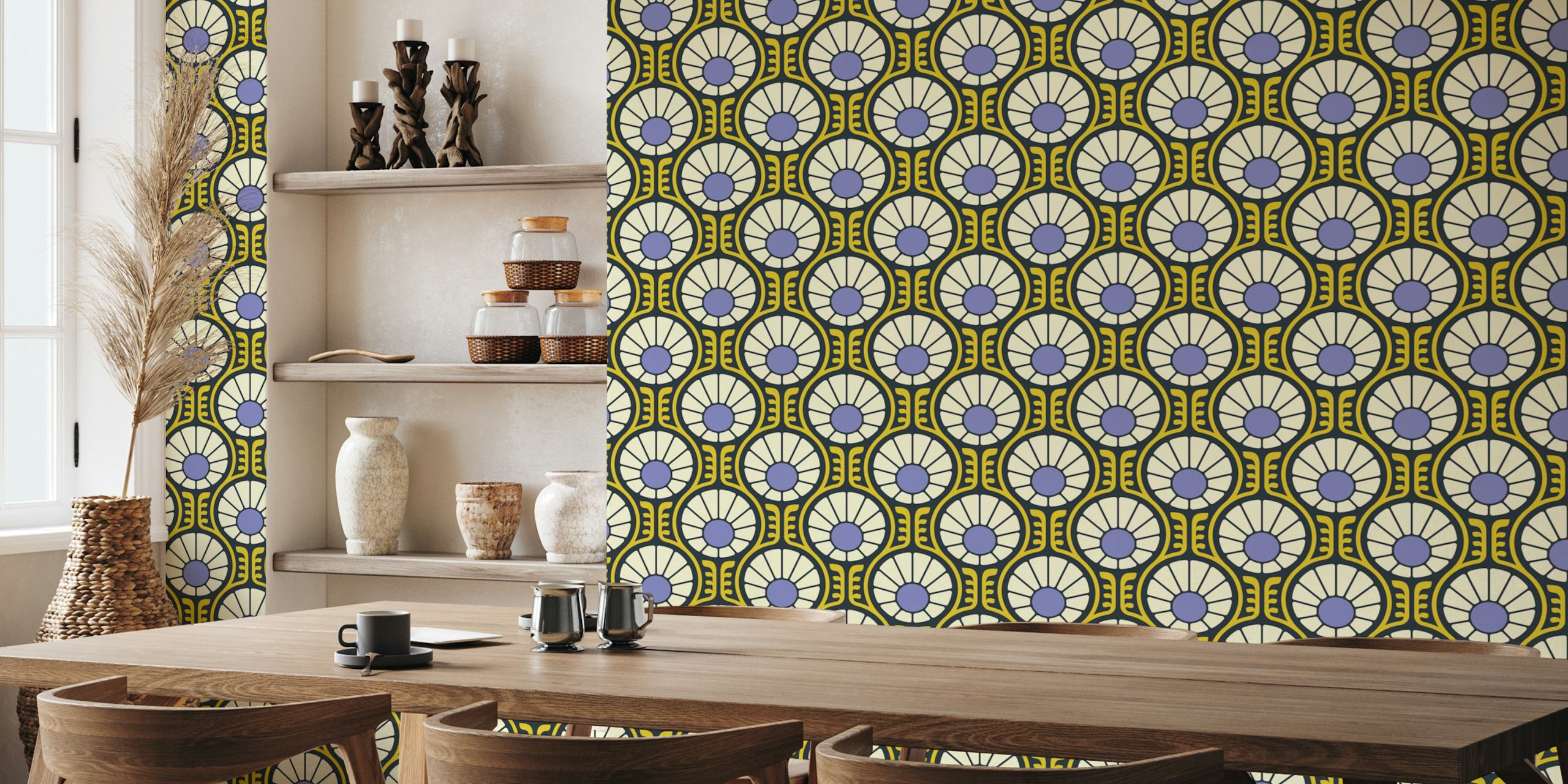 Retro Daisy Delight wallpaper in einem Raum