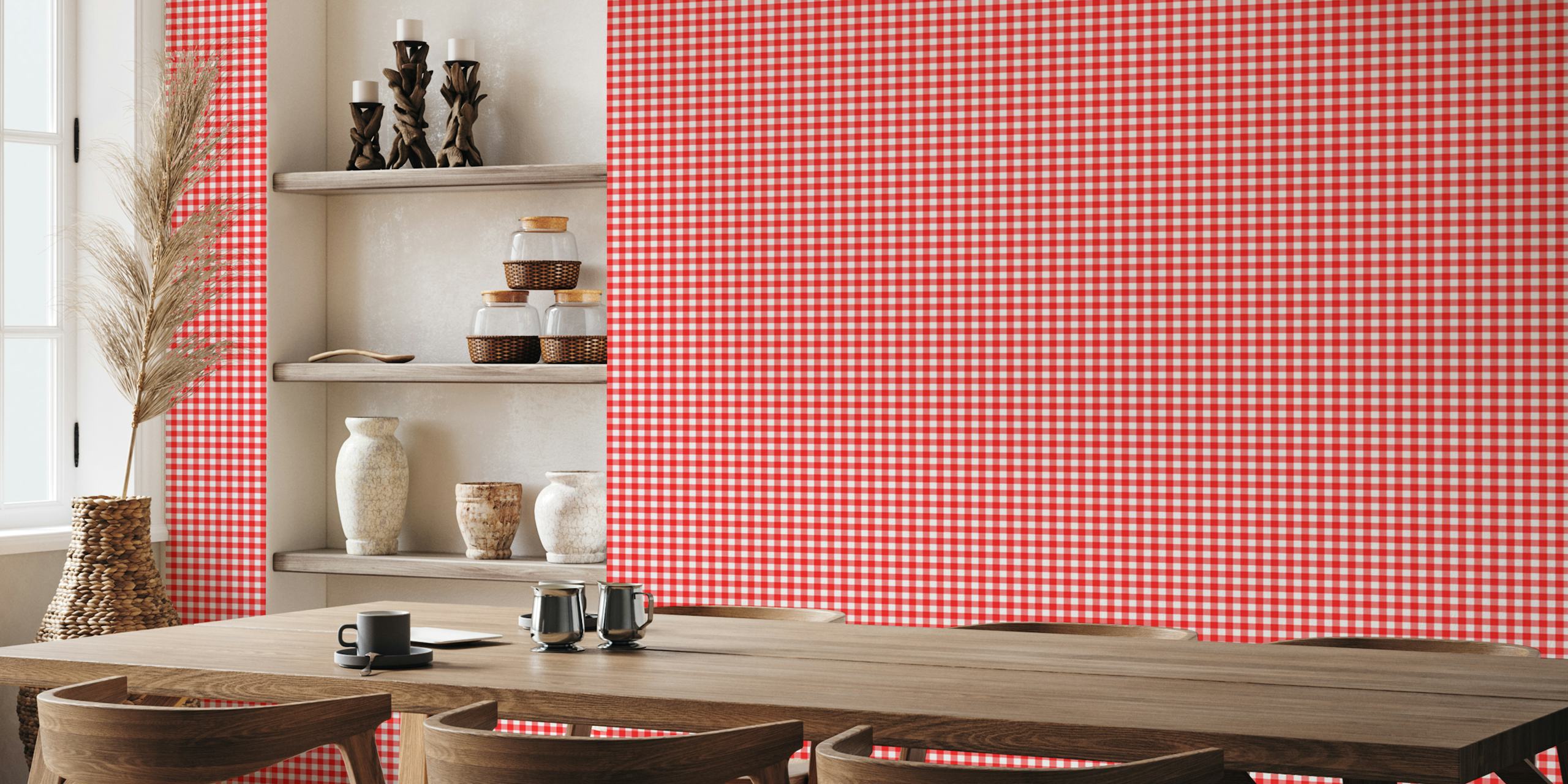 Classic gingham red wallpaper pattern