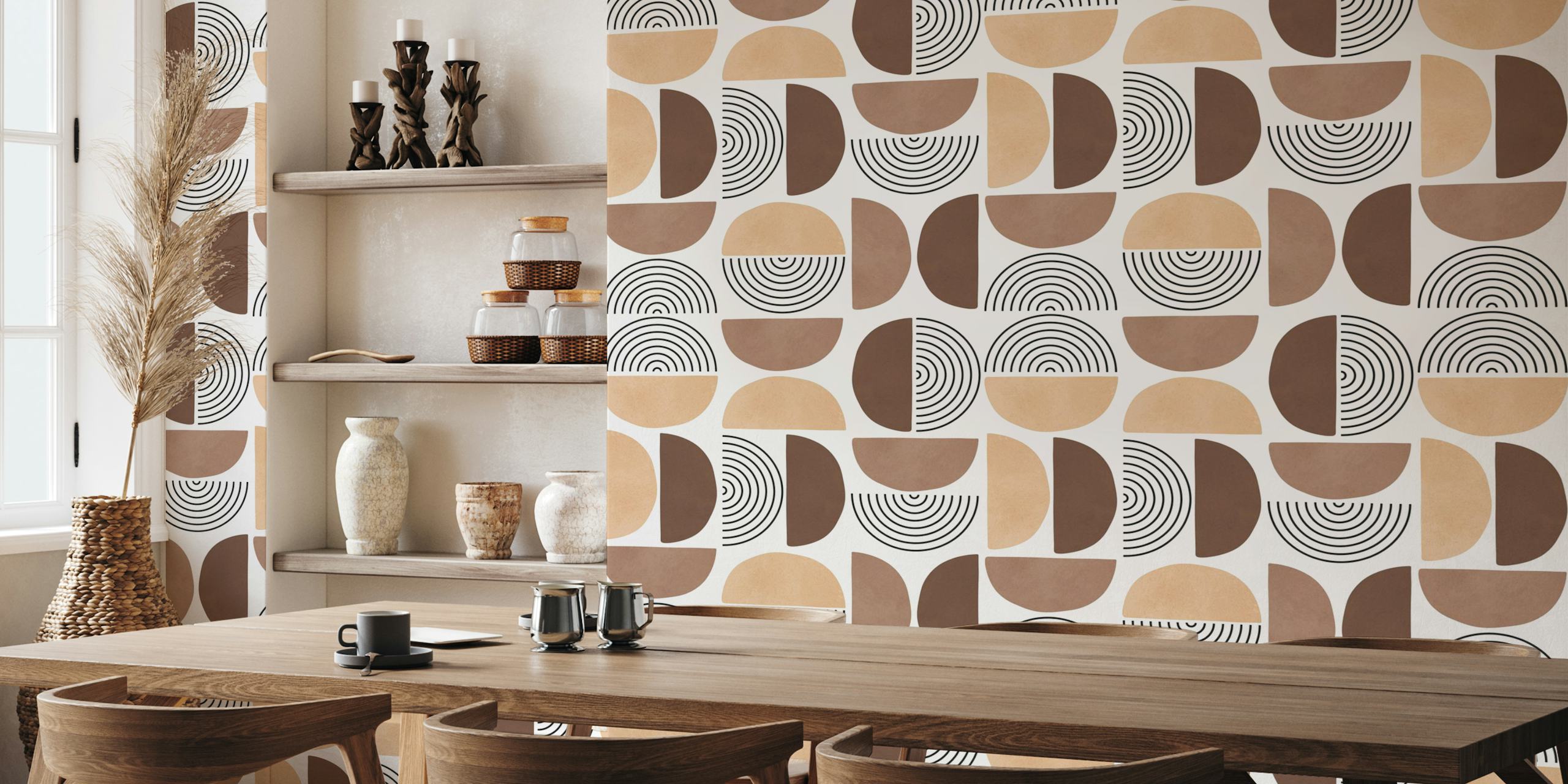 Papel de parede Modern Earth Tones em um quarto