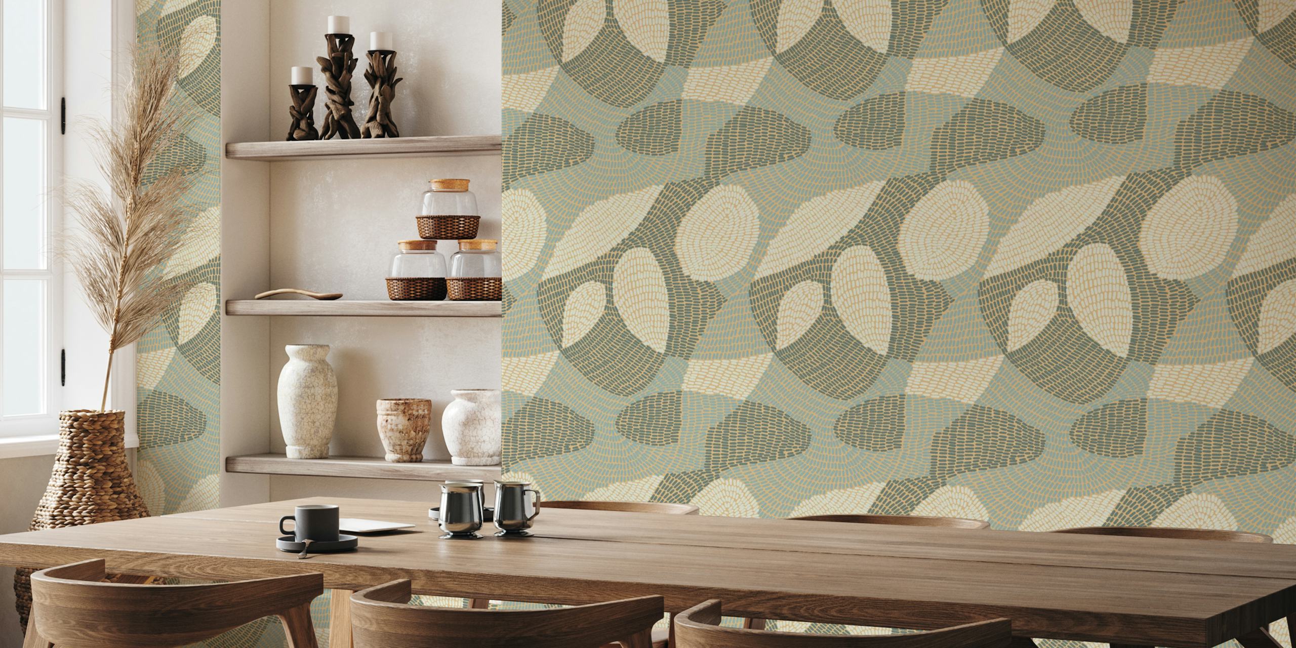 Echo Lines Yellow Light wallpaper in a room
