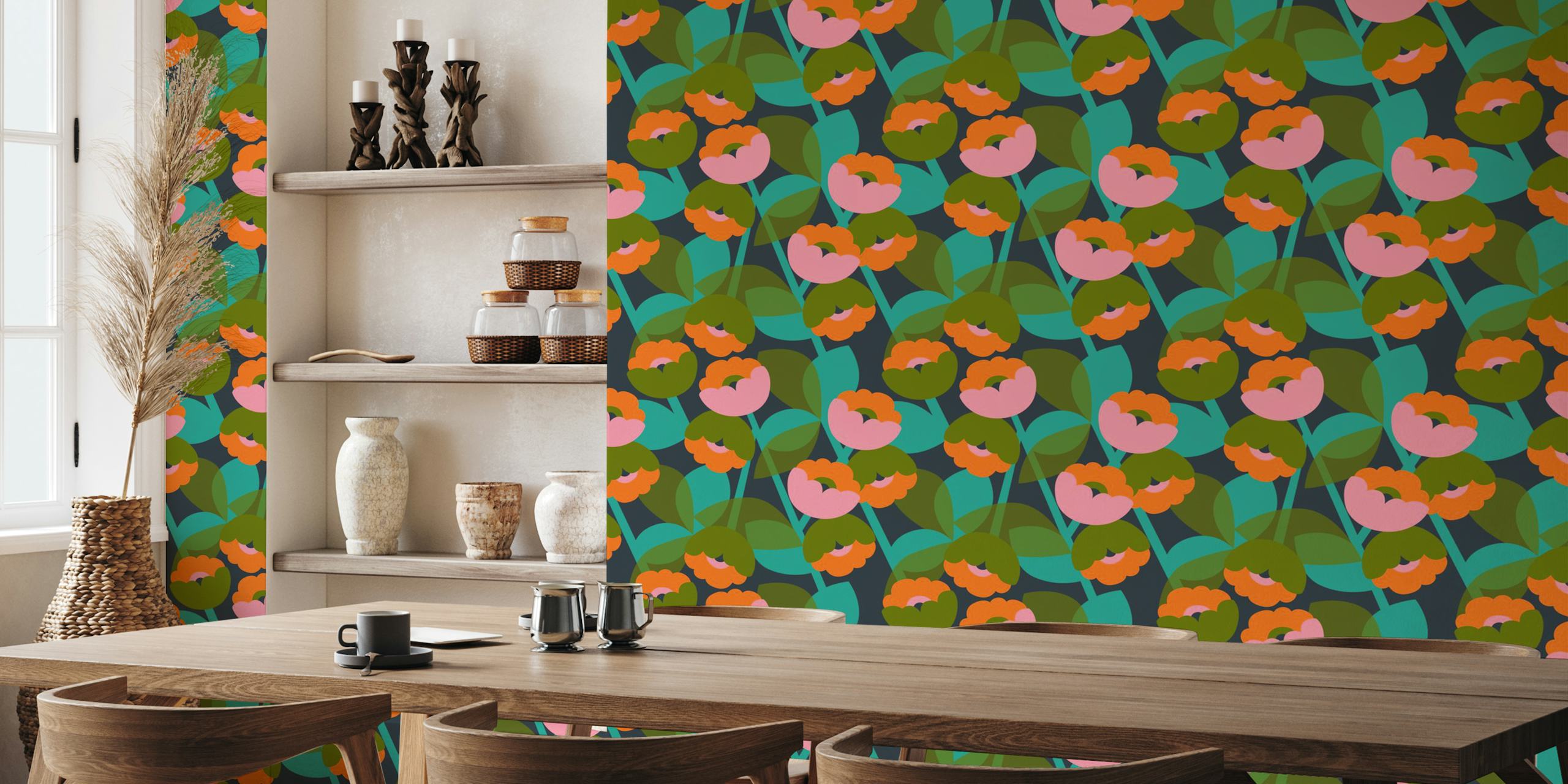 Etta Floral Navy tapet i et rom