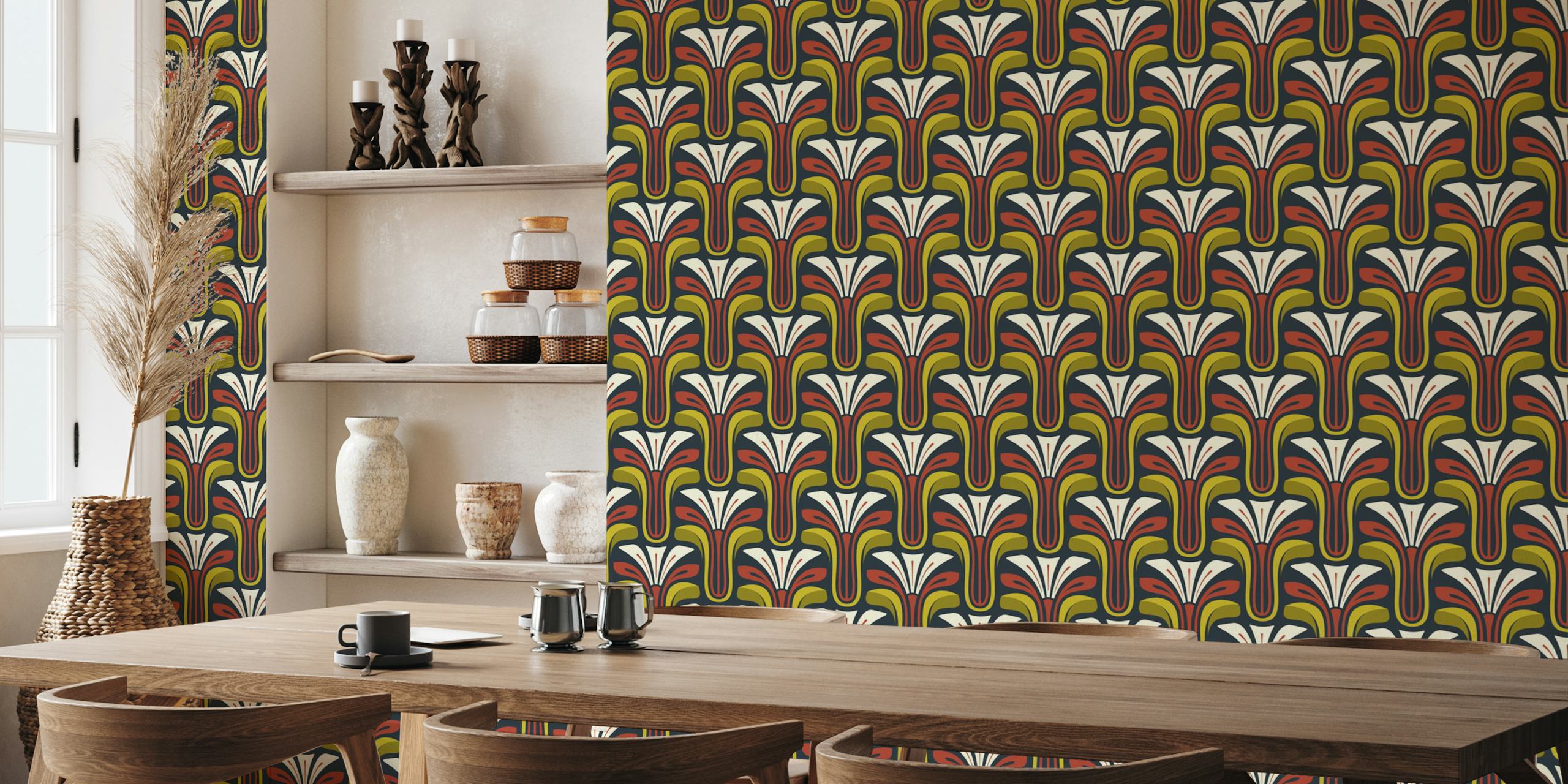 Stylish Vintage Bloom in Red Green - S in een kamersetting