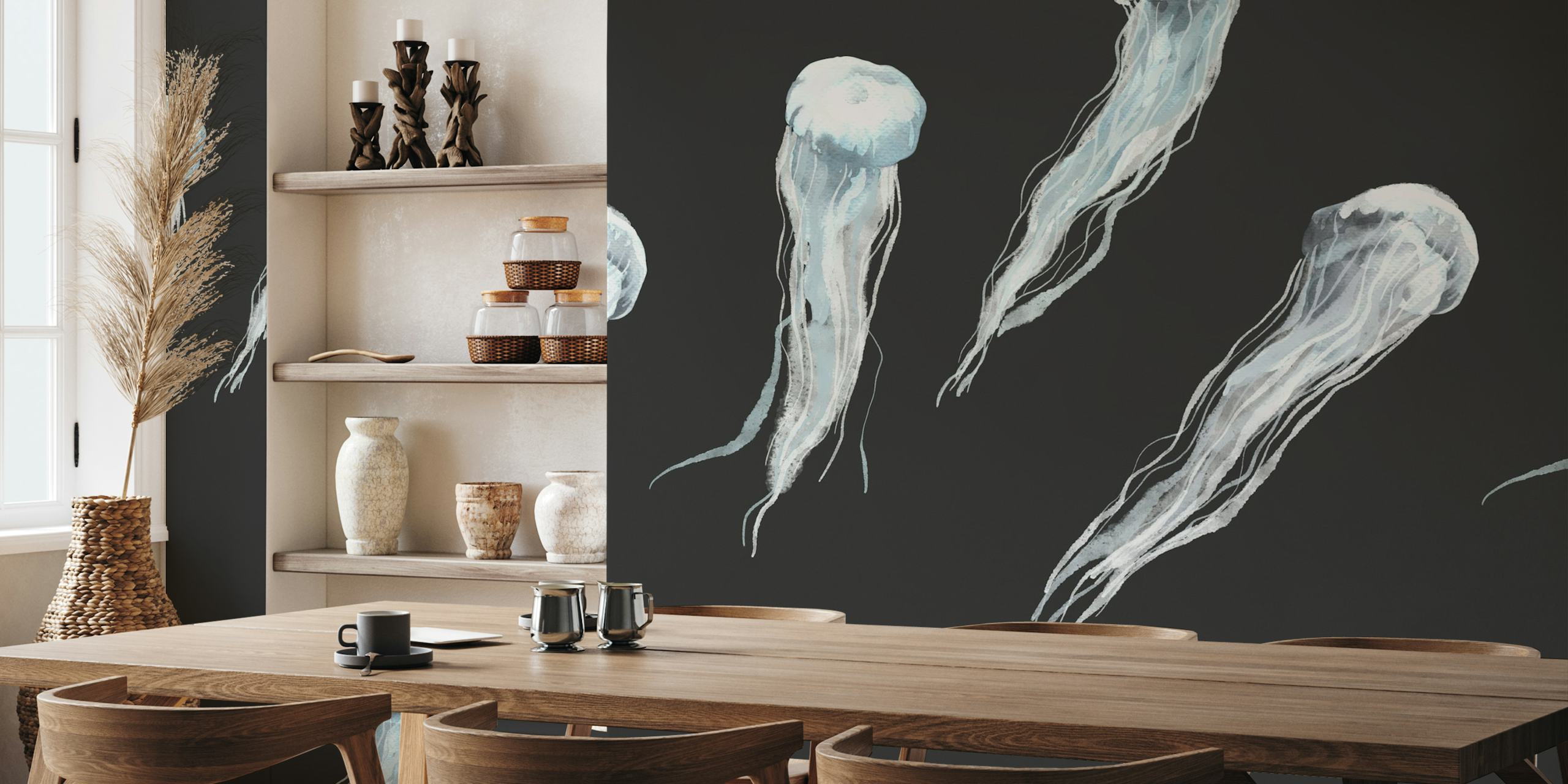 Papel pintado Deep Sea Jellyfish Pattern en una habitación