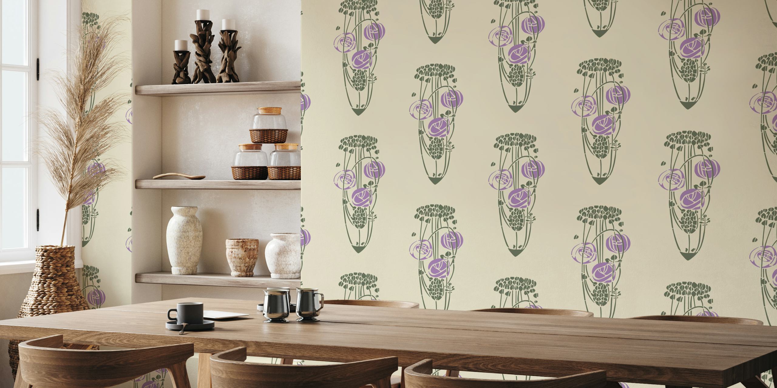 Art Nouveau Mackintosh Glasgow Roses papel pintado