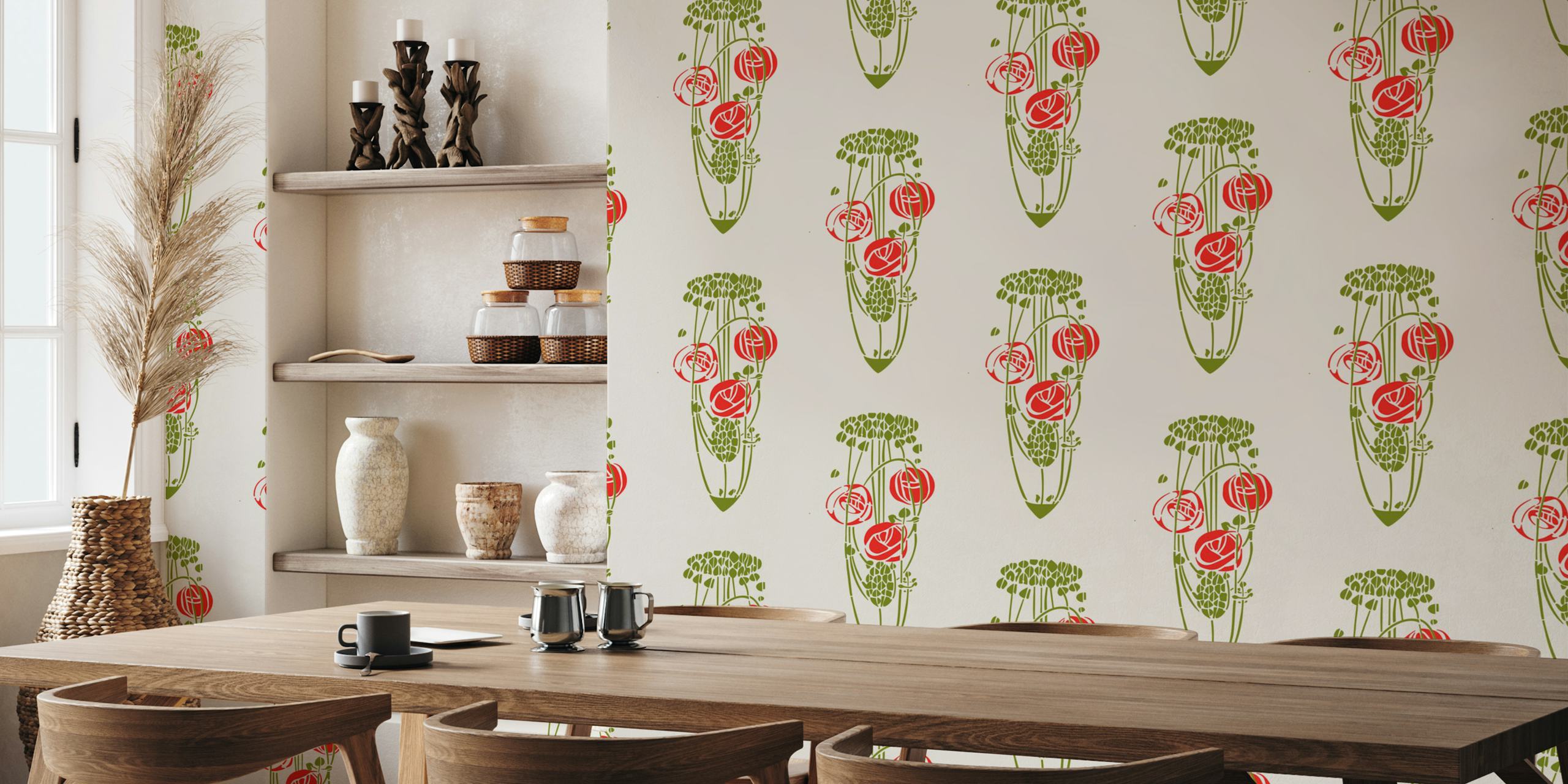 Diseño de papel pintado Art Nouveau Mackintosh Glasgow Roses