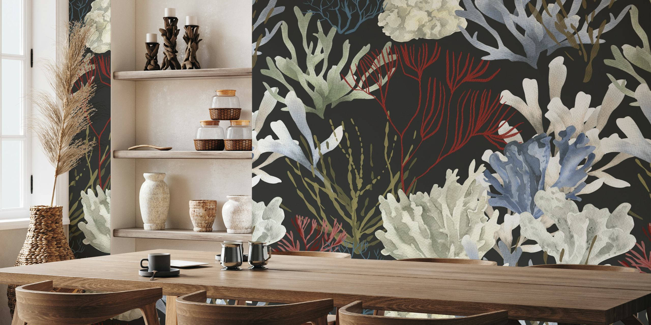 Tropical Coral Pattern-tapet i et rom