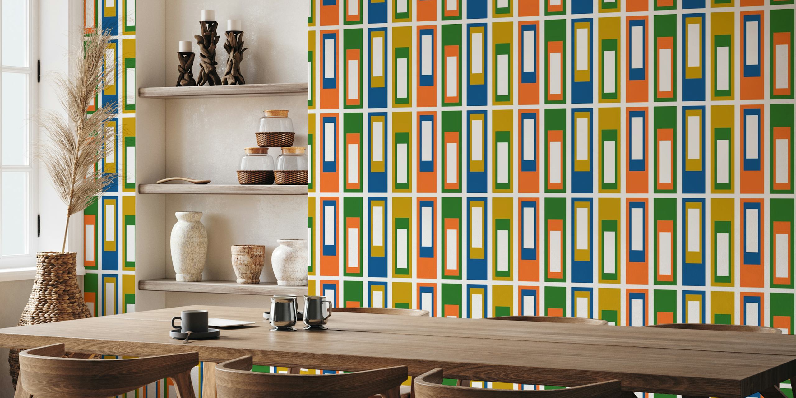 Midcentury multicolored wallpaper design