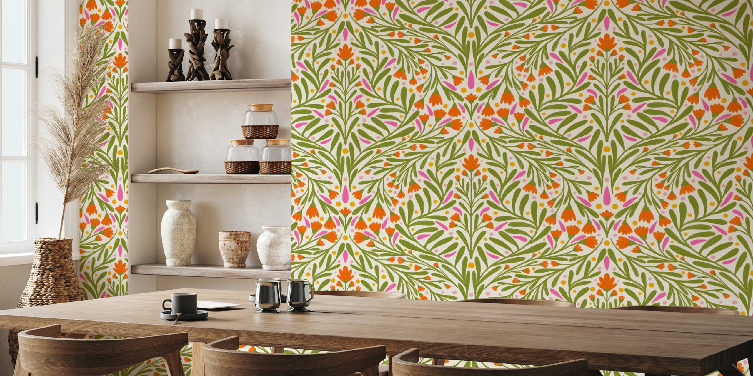Floral Boho Vibes wallpaper in a room