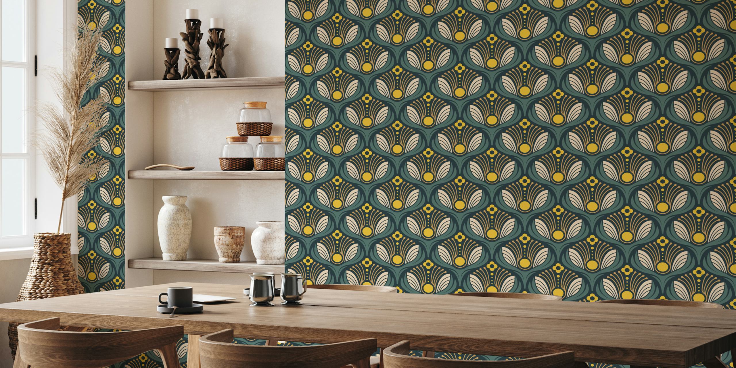 Art Deco Floral wallpaper in a stylish room