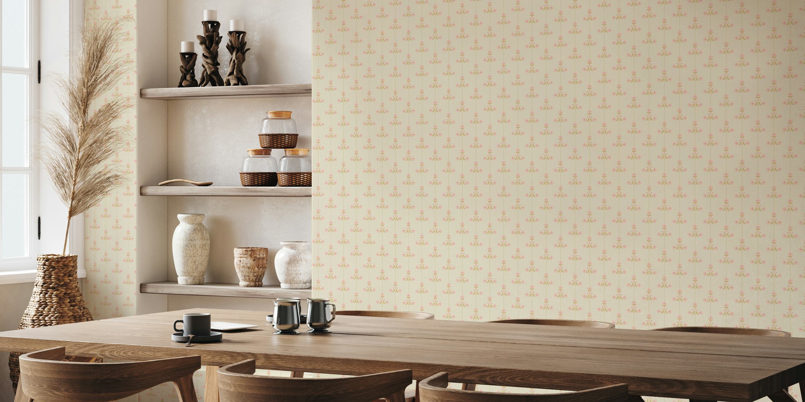 Vivienne cream blomster tapet i et rom