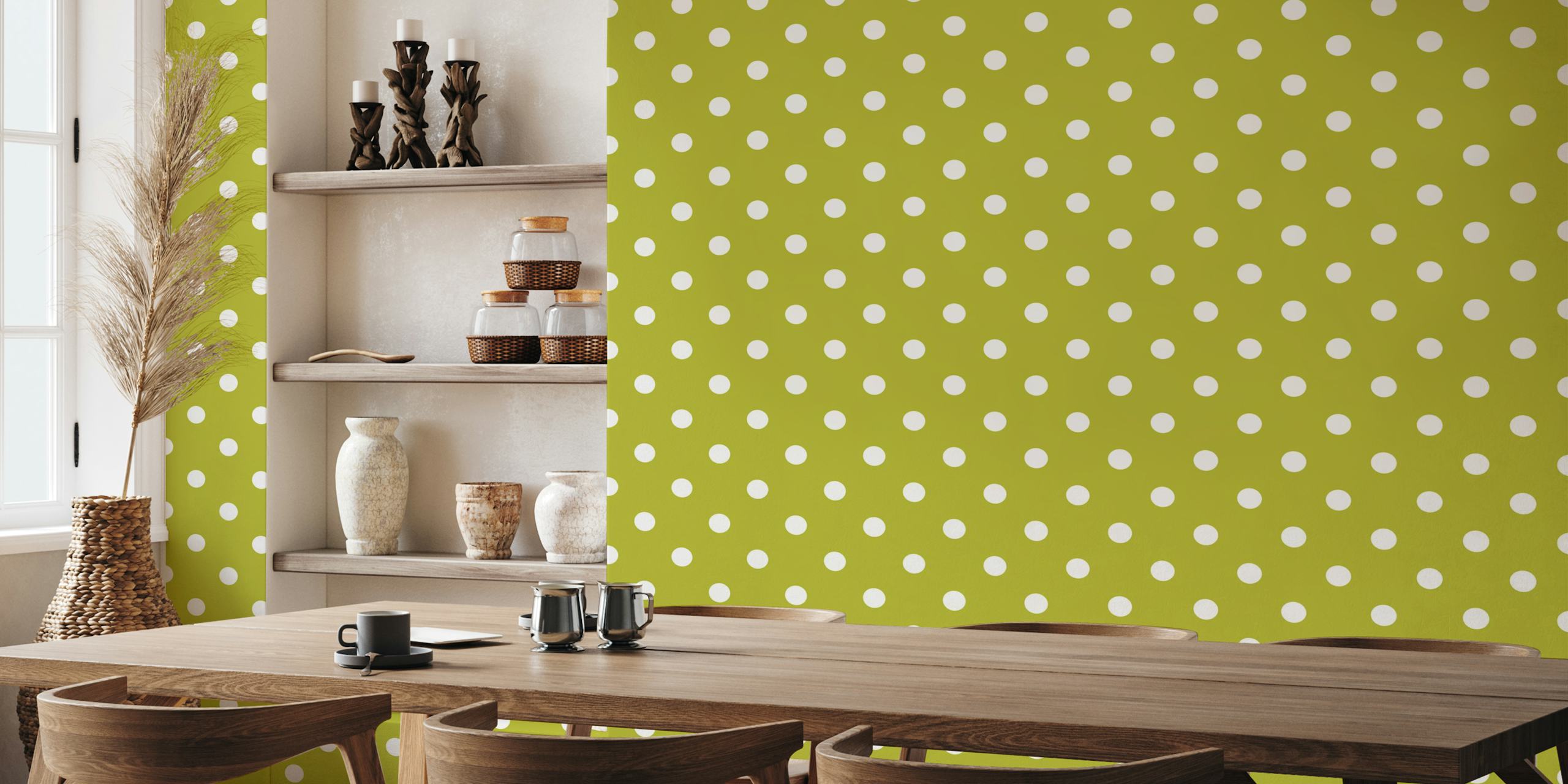 Papel de parede com White dots on moss green