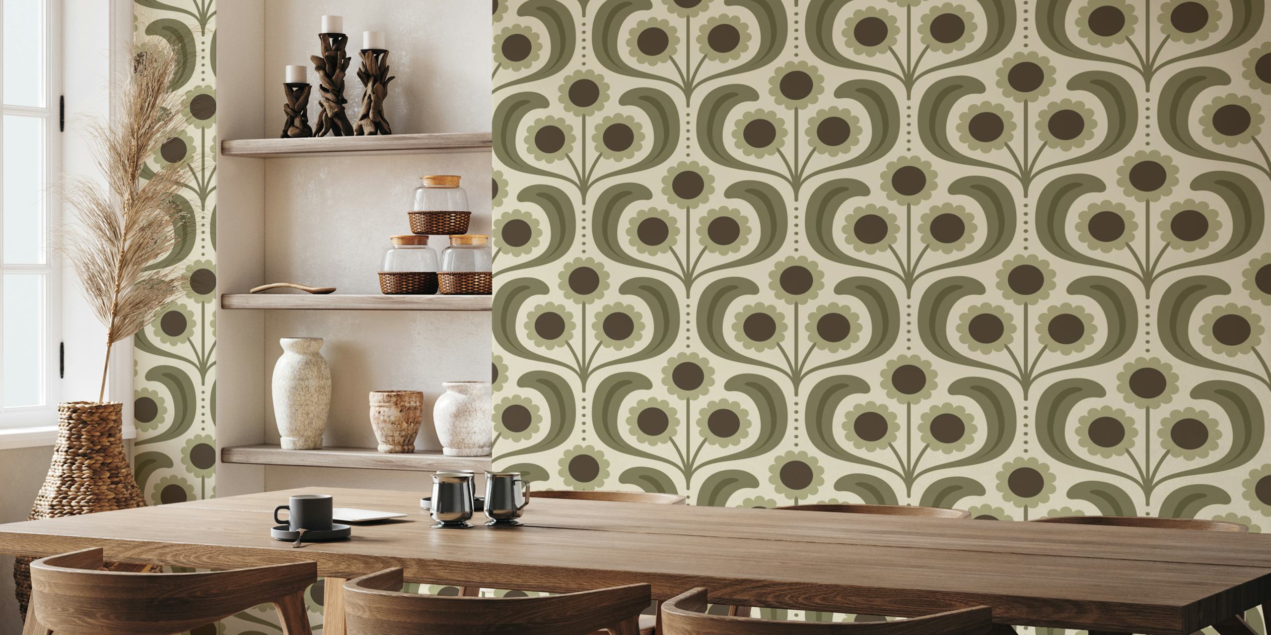 Groovy Daisy in Gray wallpaper in a room