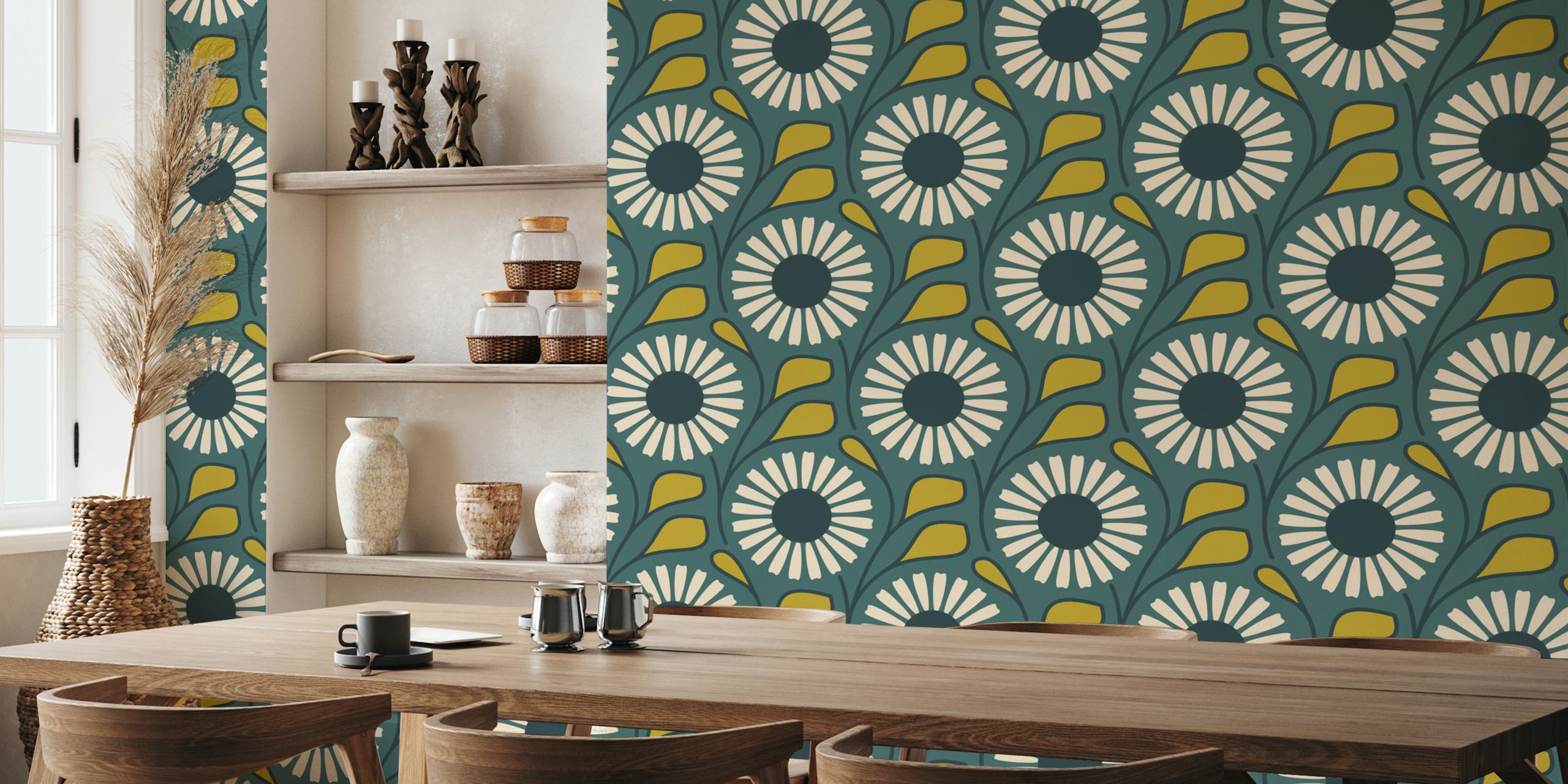 Retro Daisy Dream wallpaper in a room