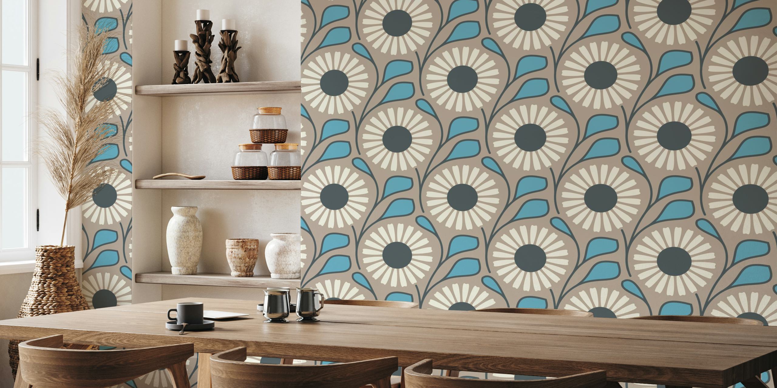 Retro Daisy Dream wallpaper in a room