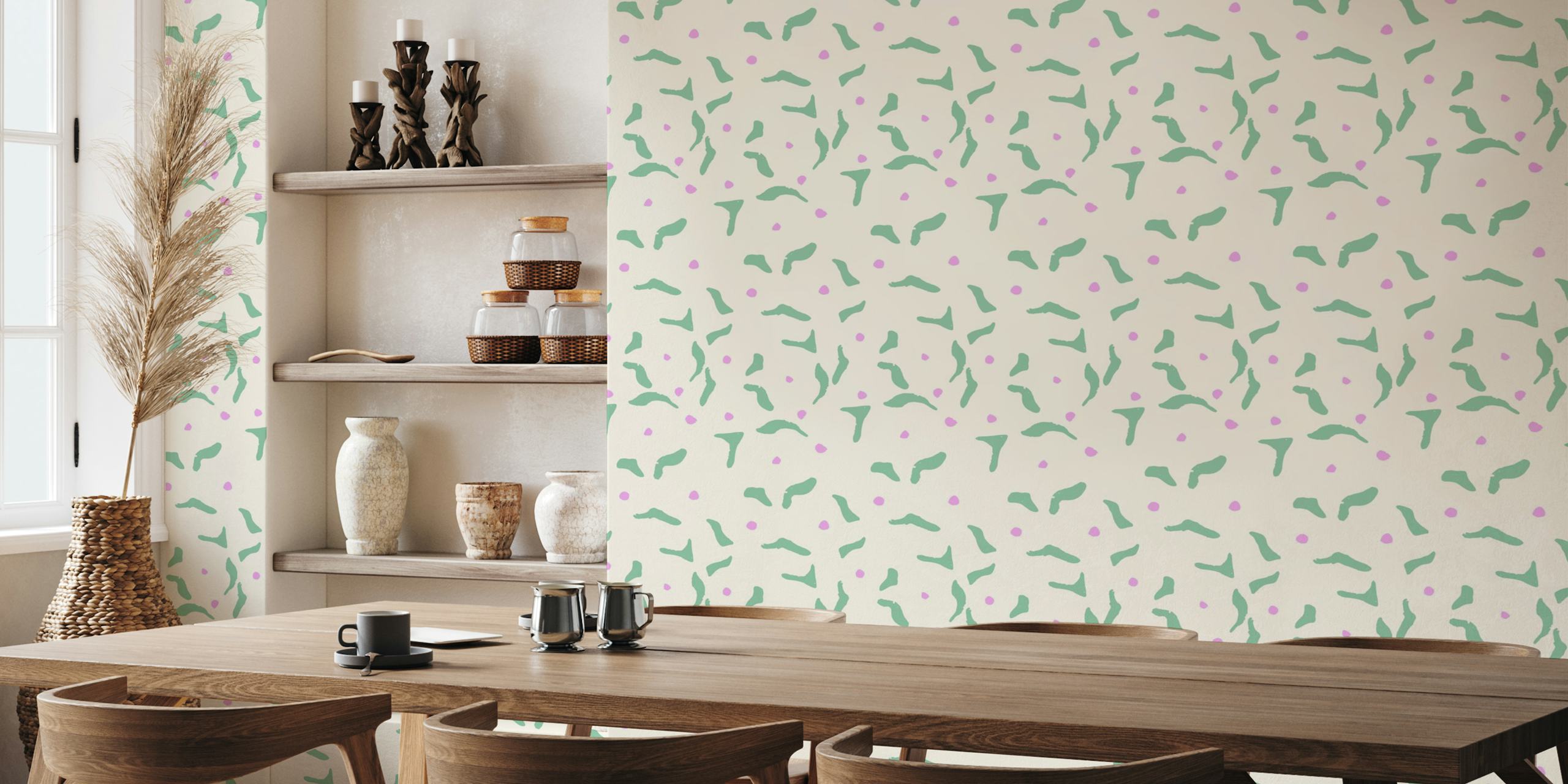Whimsical Green Shapes tapet i et rum