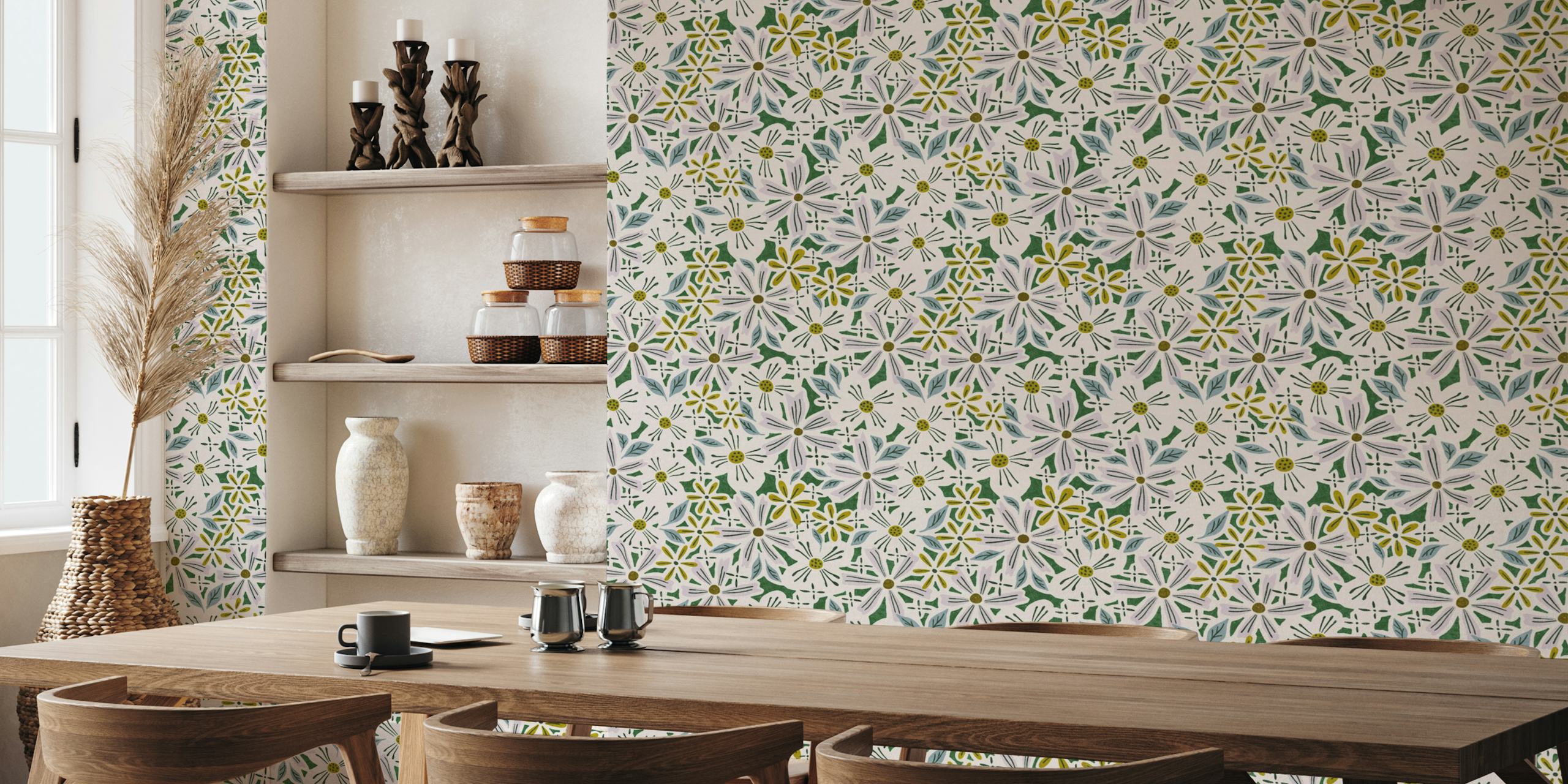 Gaubert lavender floral wallpaper design in a room