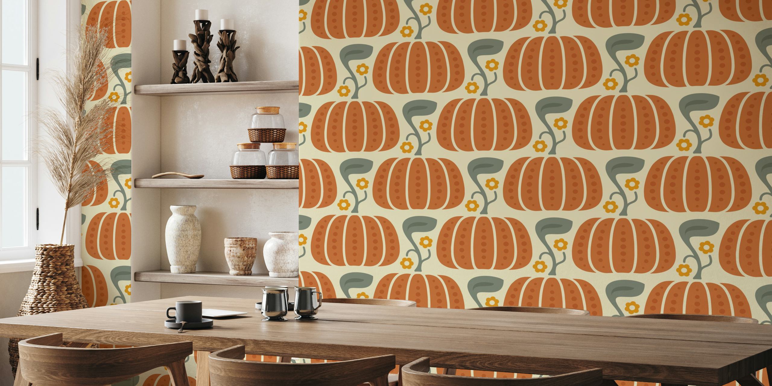 Cozy Pumpkin wallpaper design dans une pièce