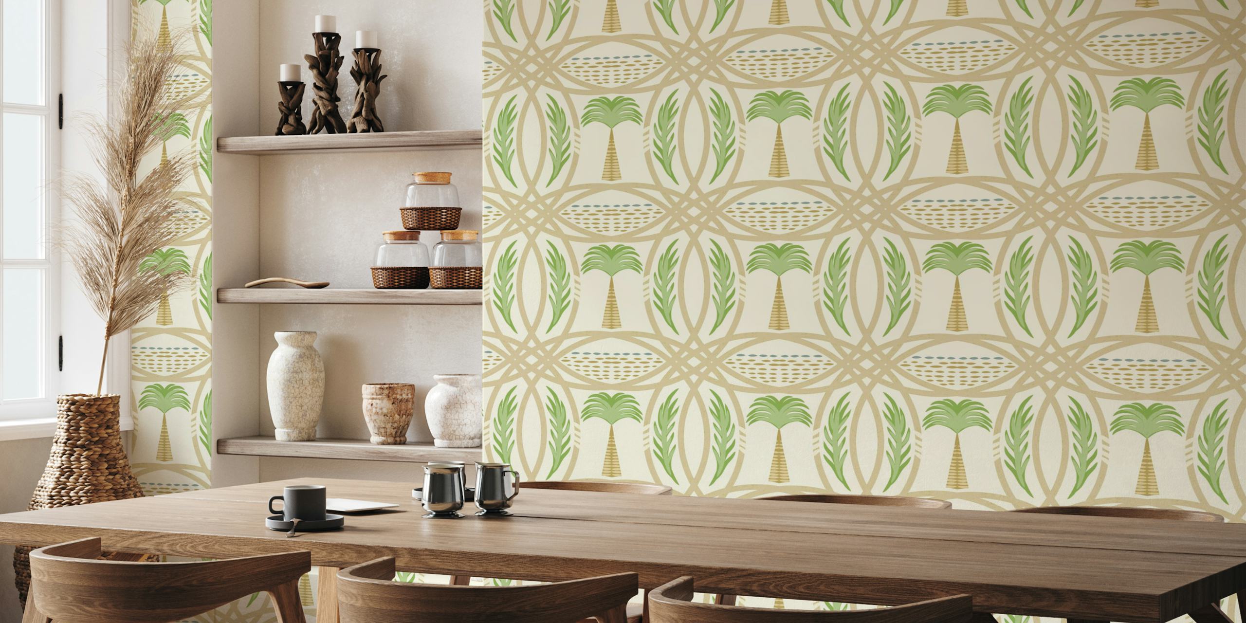 Tropical Palm Oasis wallpaper in a room