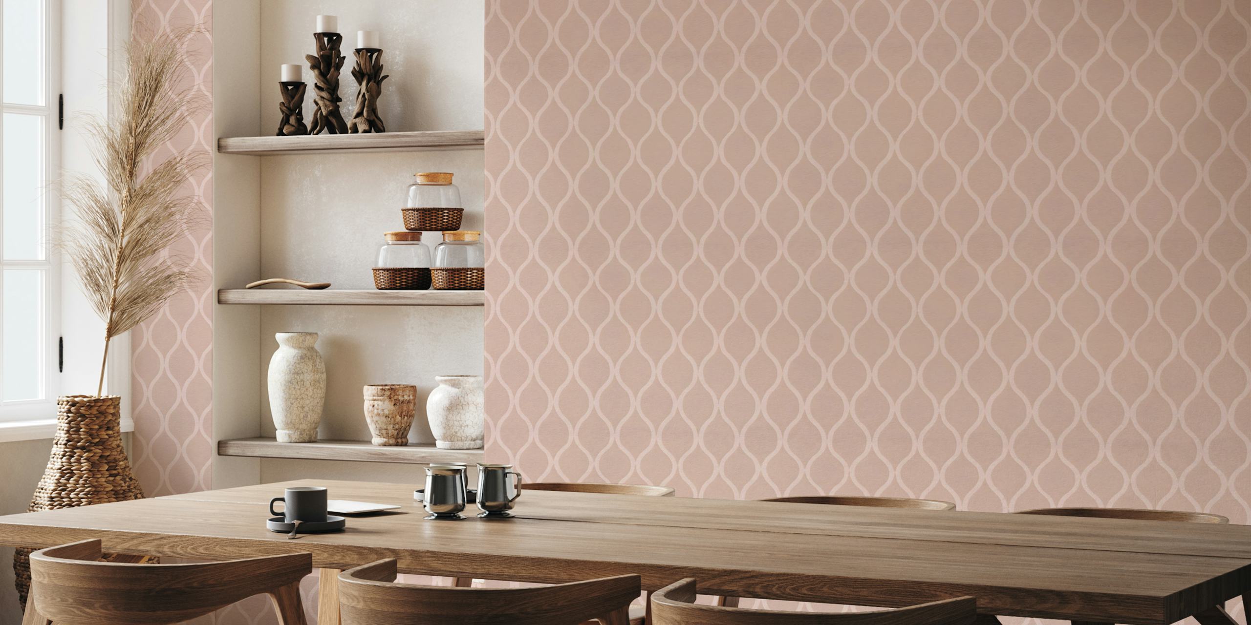 Tapeta Powder Pink Ogee Theme w pokoju