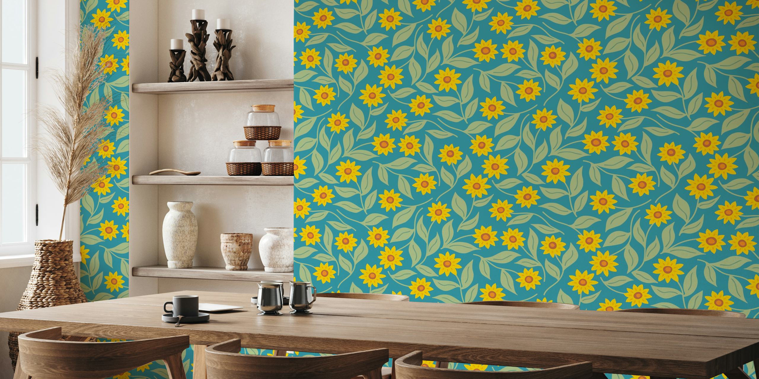 Carta da parati Sunflower scatter in una stanza