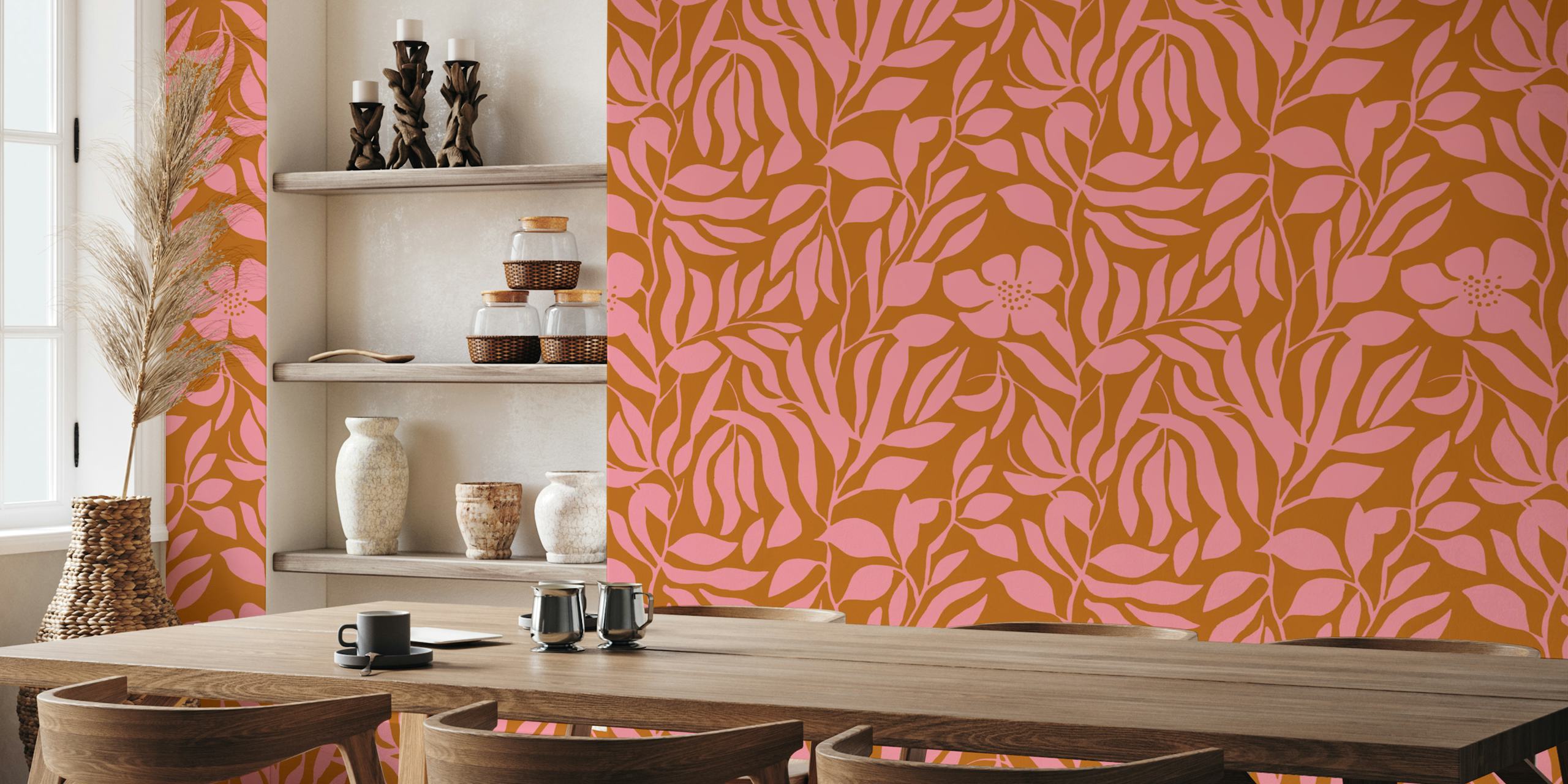 Mustard Pink wallpaper in a room
