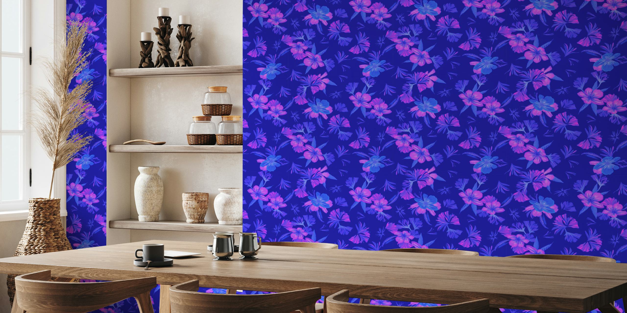 Electric Garden Blooms wallpaper in a room