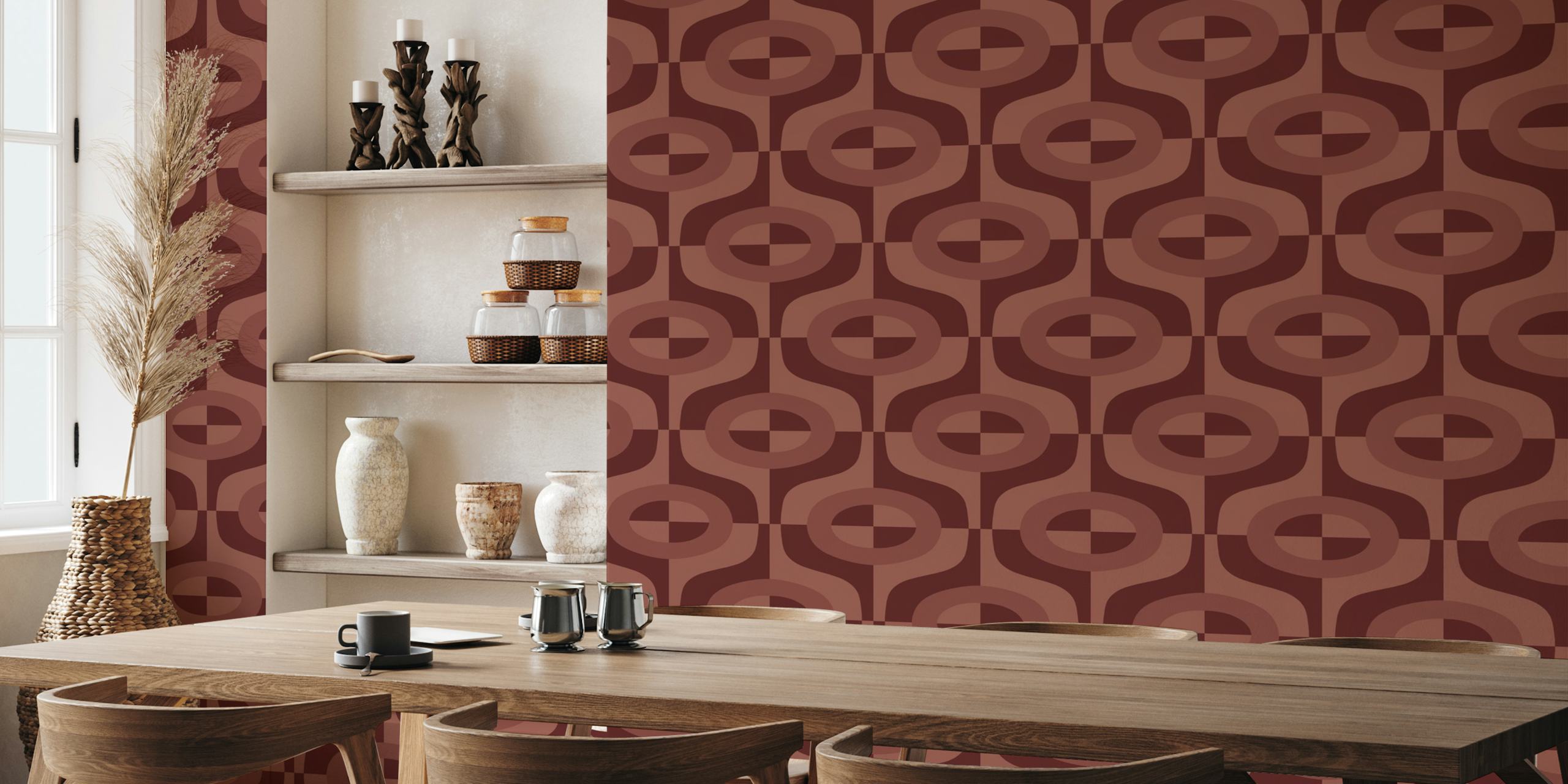 Tapeta Retro Vibe Maroon w pokoju