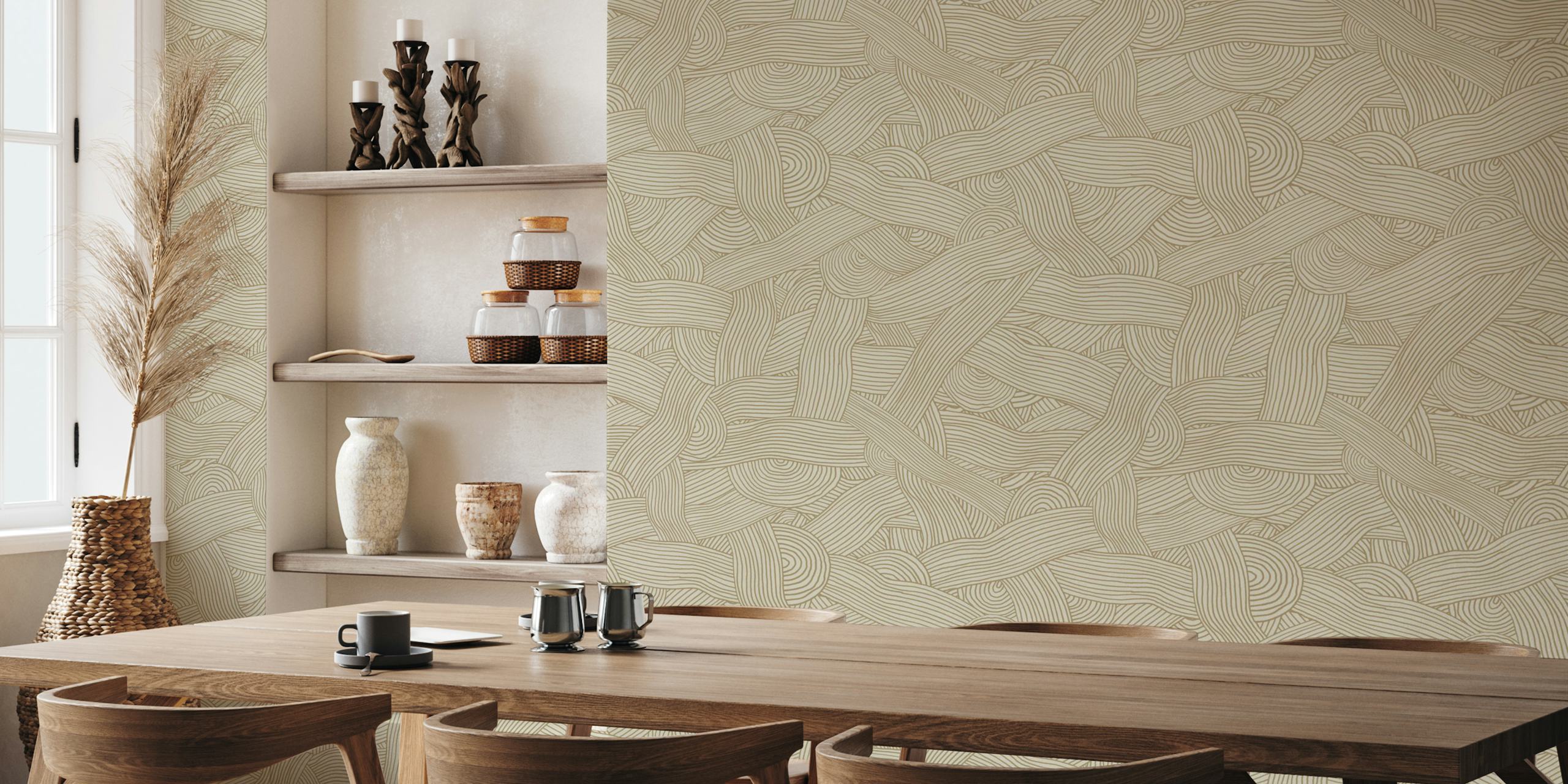 Sand Drift Lines wallpaper in a room