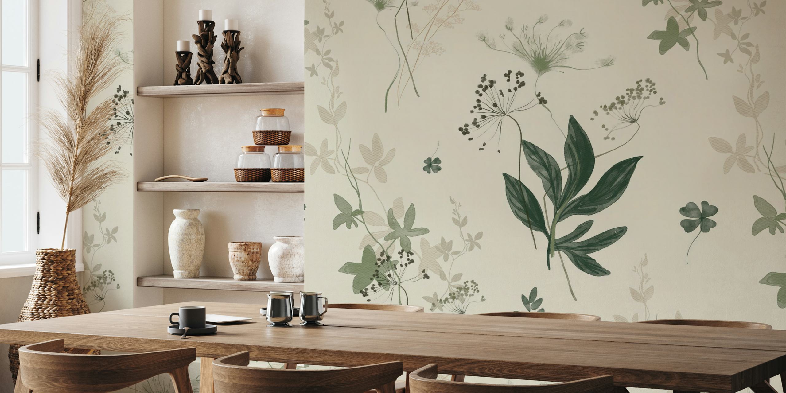 Natural Meadow Botanicals wallpaper in a room
