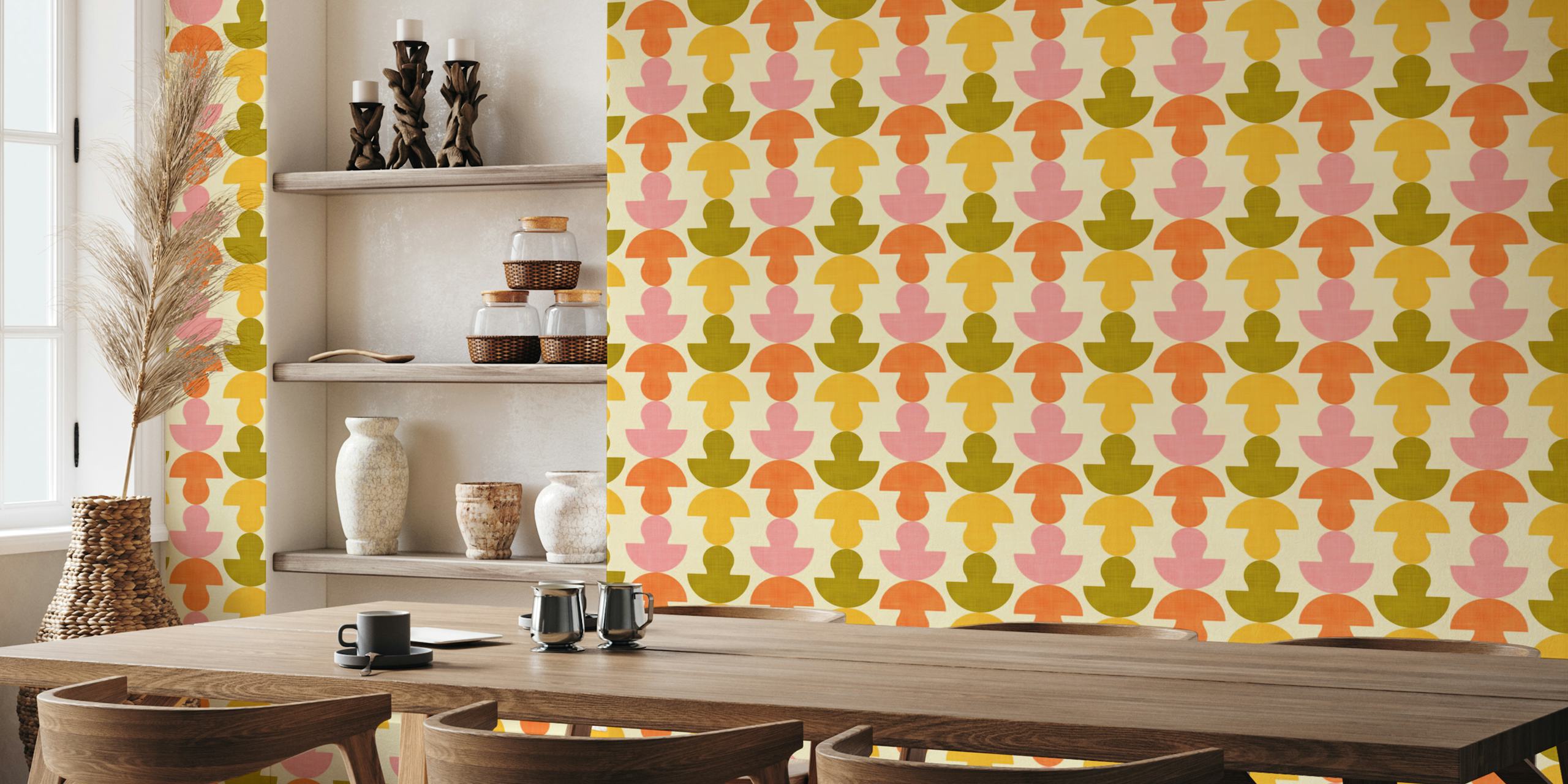 Design tapety Retro geometric mushrooms
