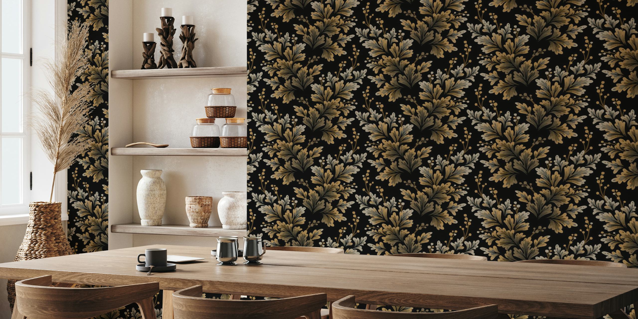 Frilled Foliage wallpaper in a stylish room