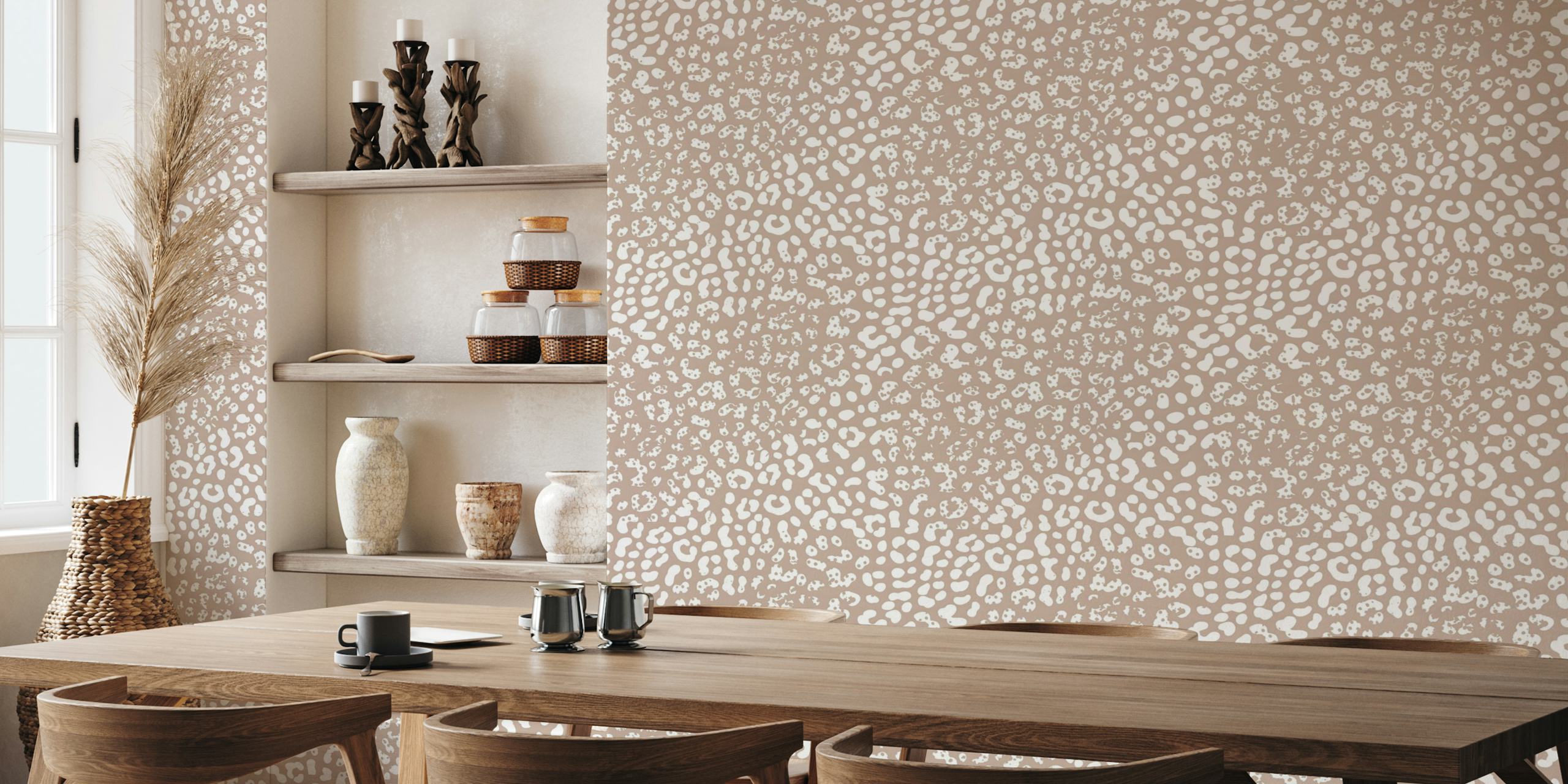 Taupe Safari Spots wallpaper in a room
