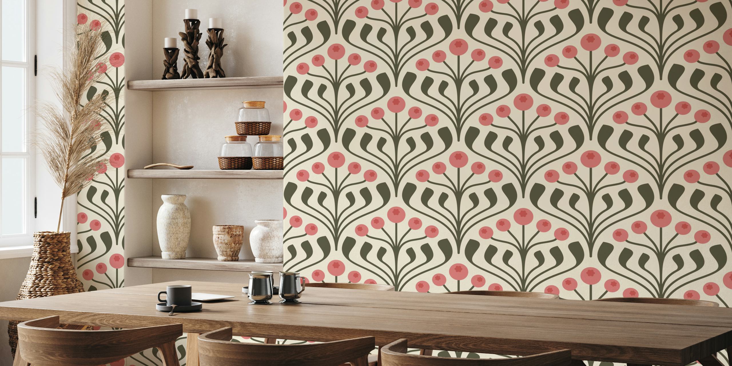 Elegant Berry Motif wallpaper design in a room