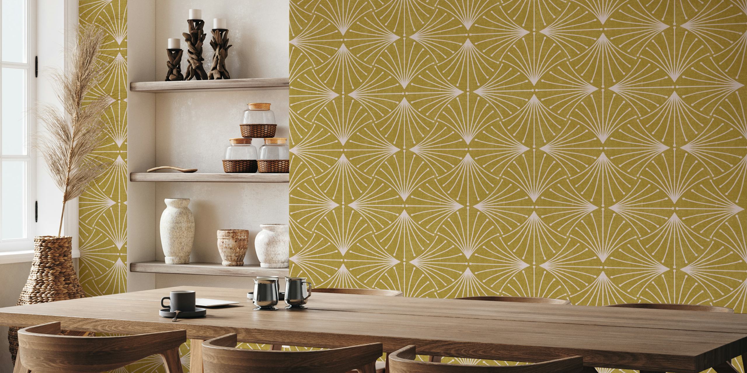 Libby gold wallpaper in a room setting
