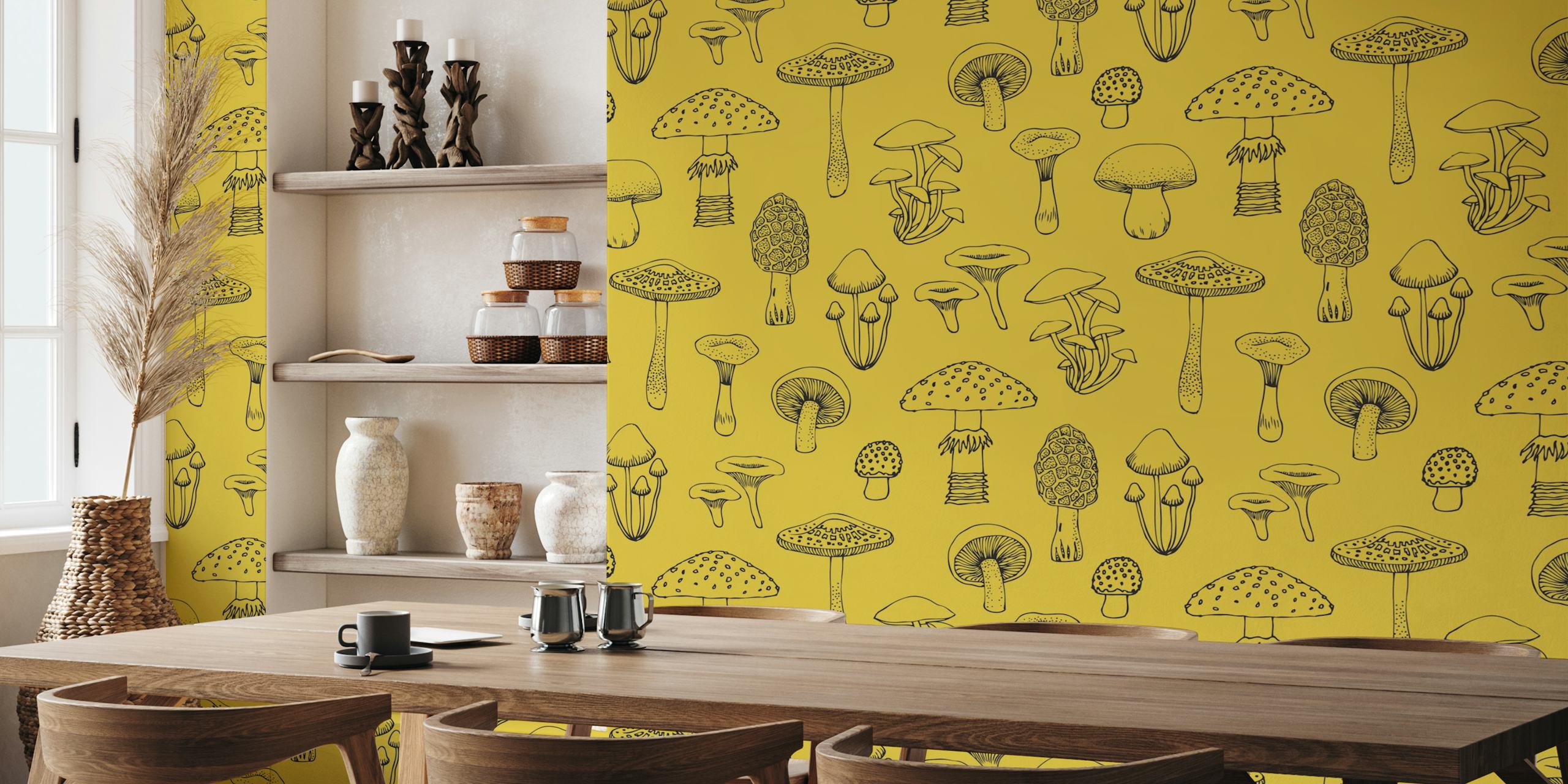 Midnight mushrooms design in a room