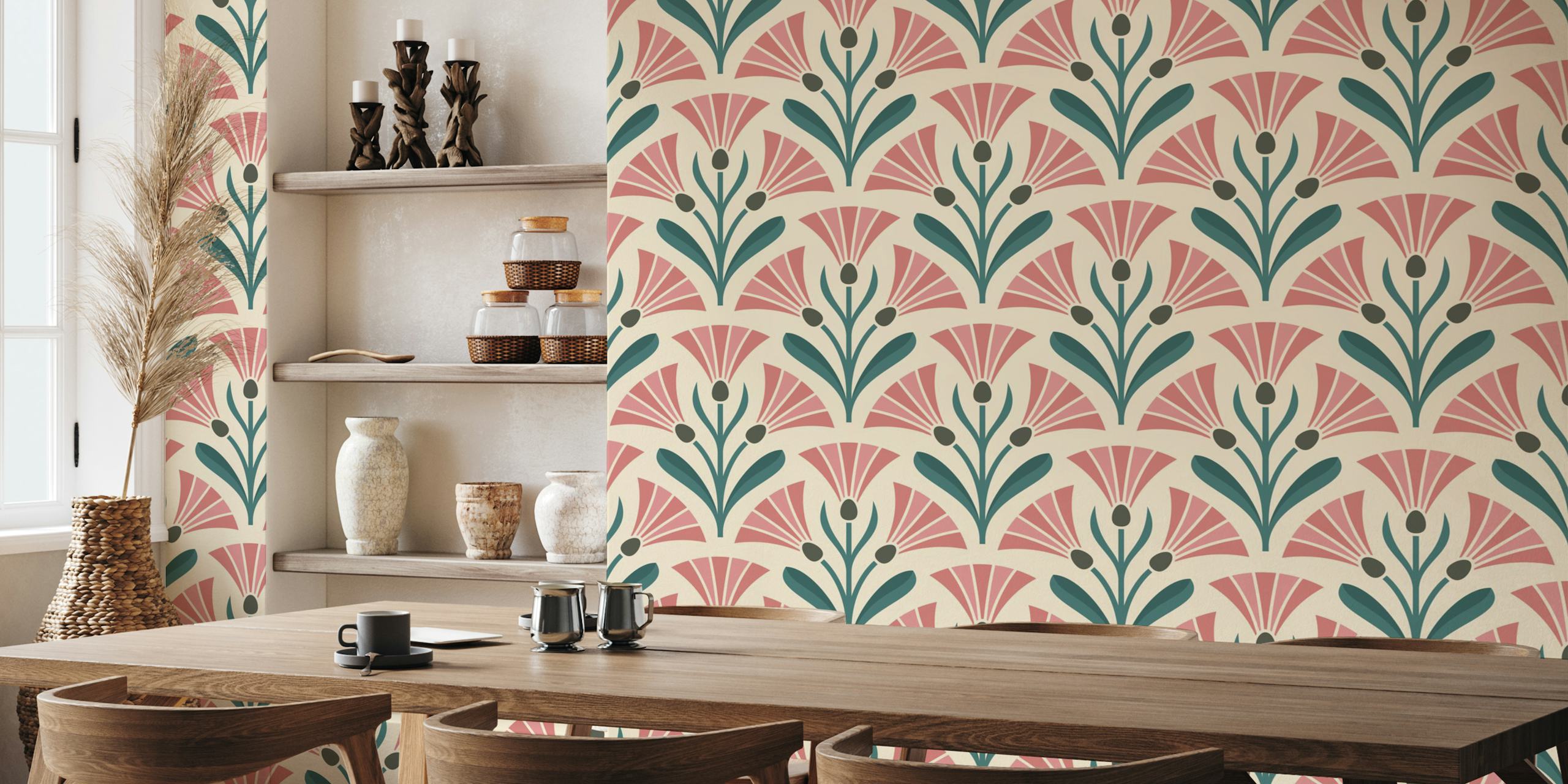 Art Deco Floral Fusion wallpaper in einem Raum